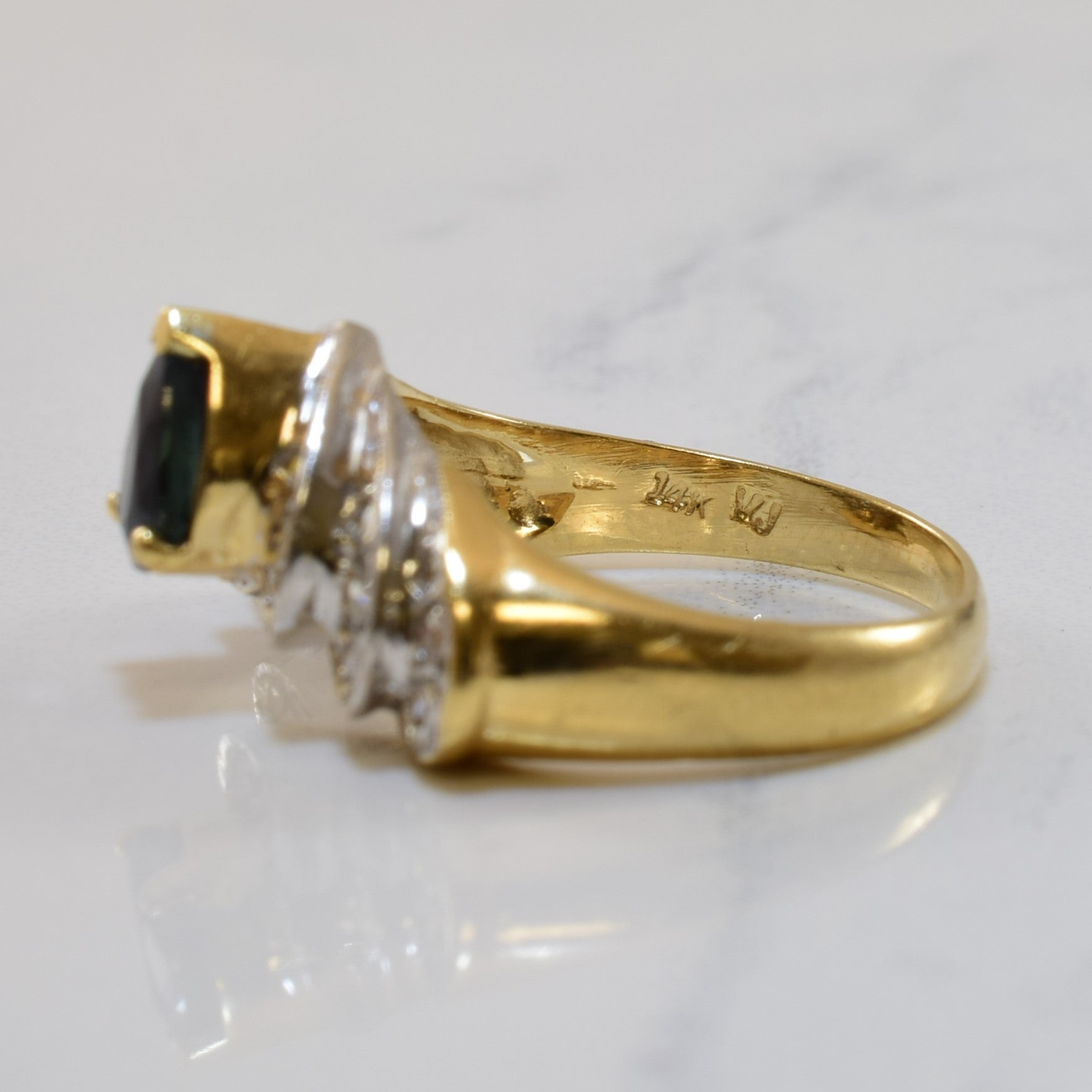 Chevron Sapphire & Diamond Step Ring | 0.45ct, 0.24ctw | SZ 5.5 |