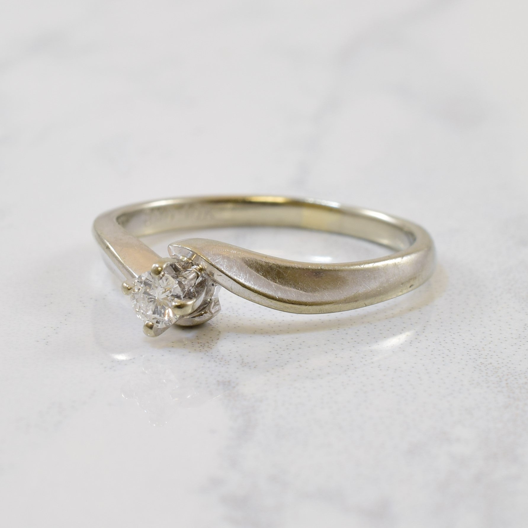 Solitaire Diamond Bypass Ring | 0.10ct | SZ 7 |