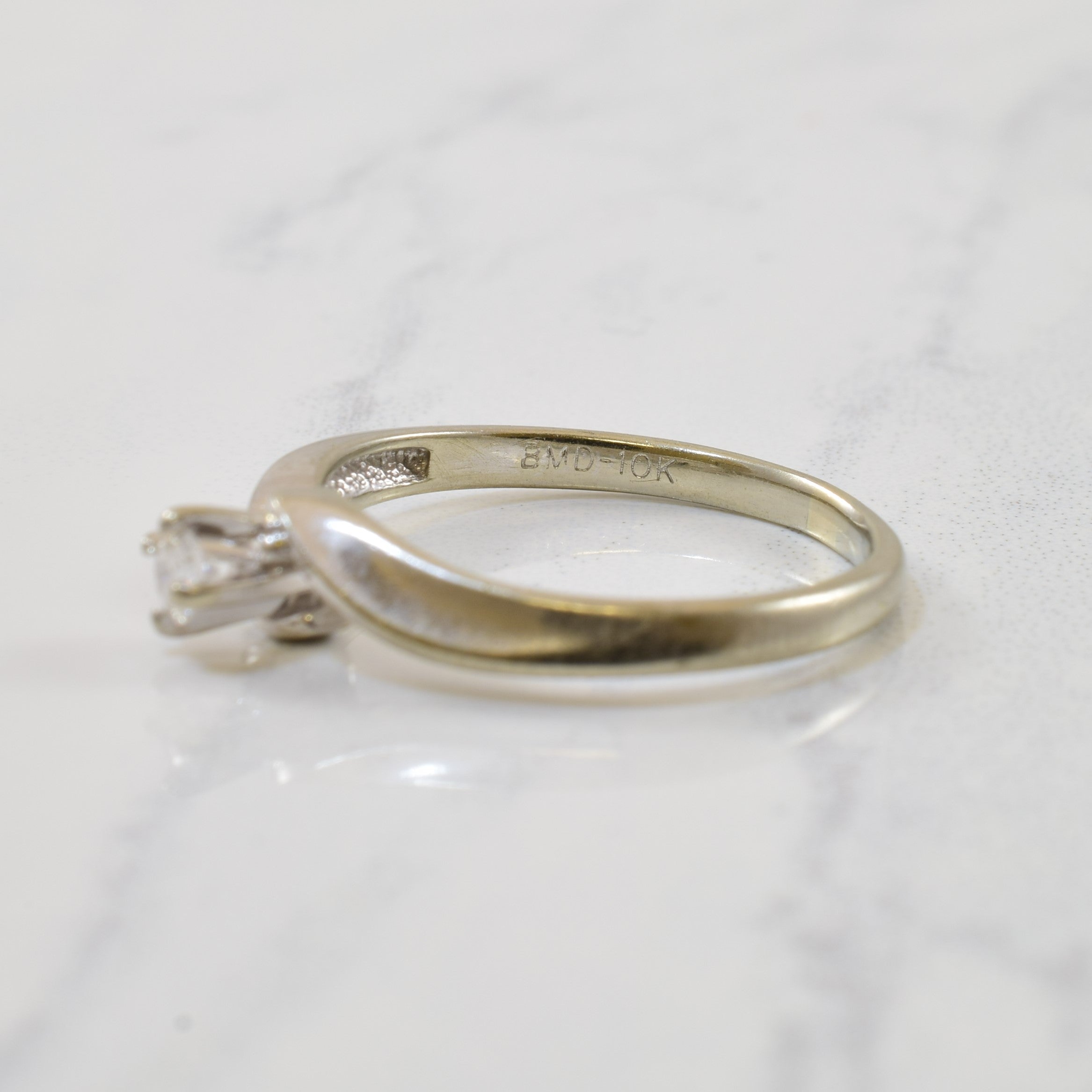 Solitaire Diamond Bypass Ring | 0.10ct | SZ 7 |