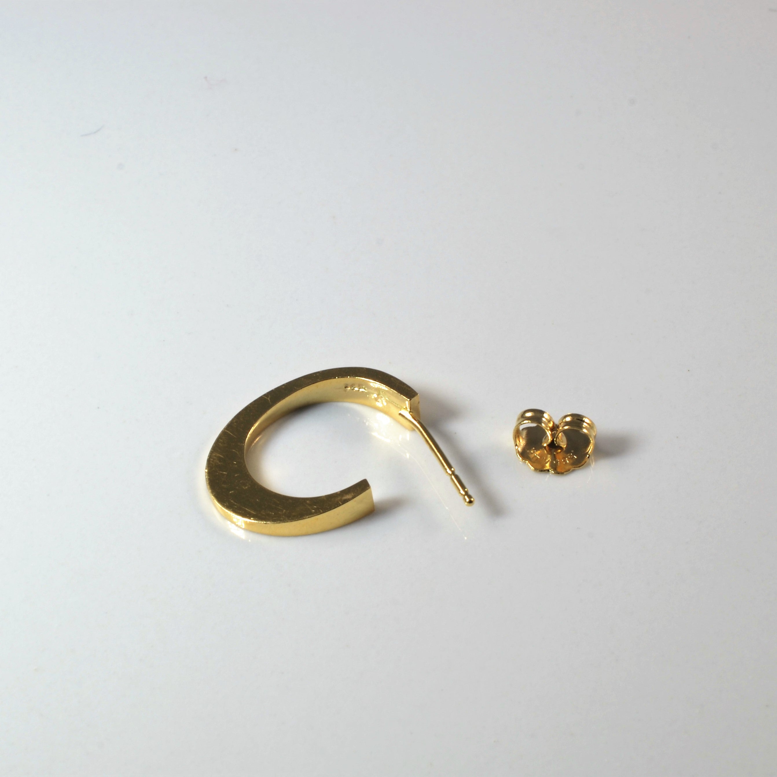 Yellow Gold Semi Hoop Earrings |