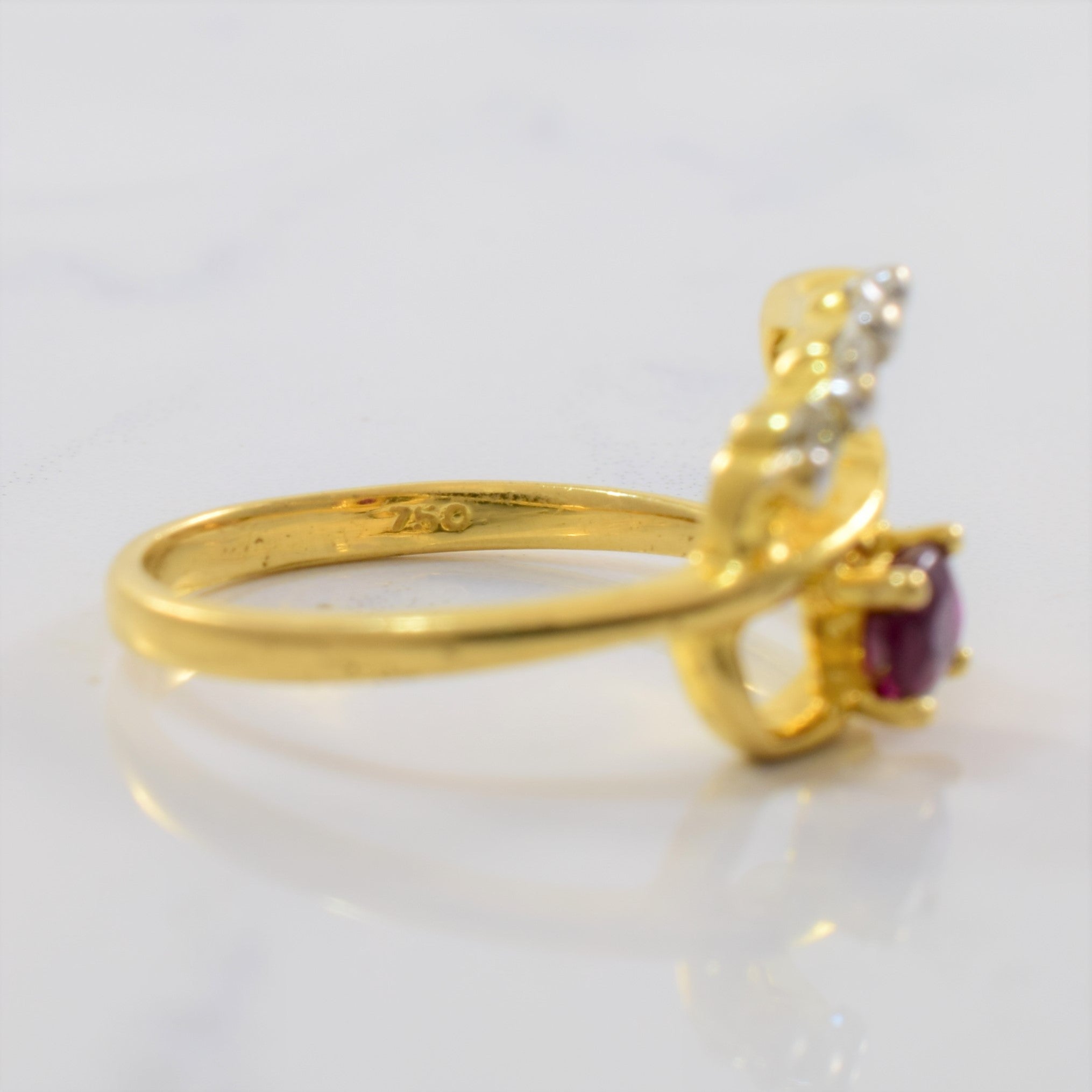 Geometric Ruby & Diamond Bypass Ring | 0.12ctw, 0.33ct | SZ 6.5 |