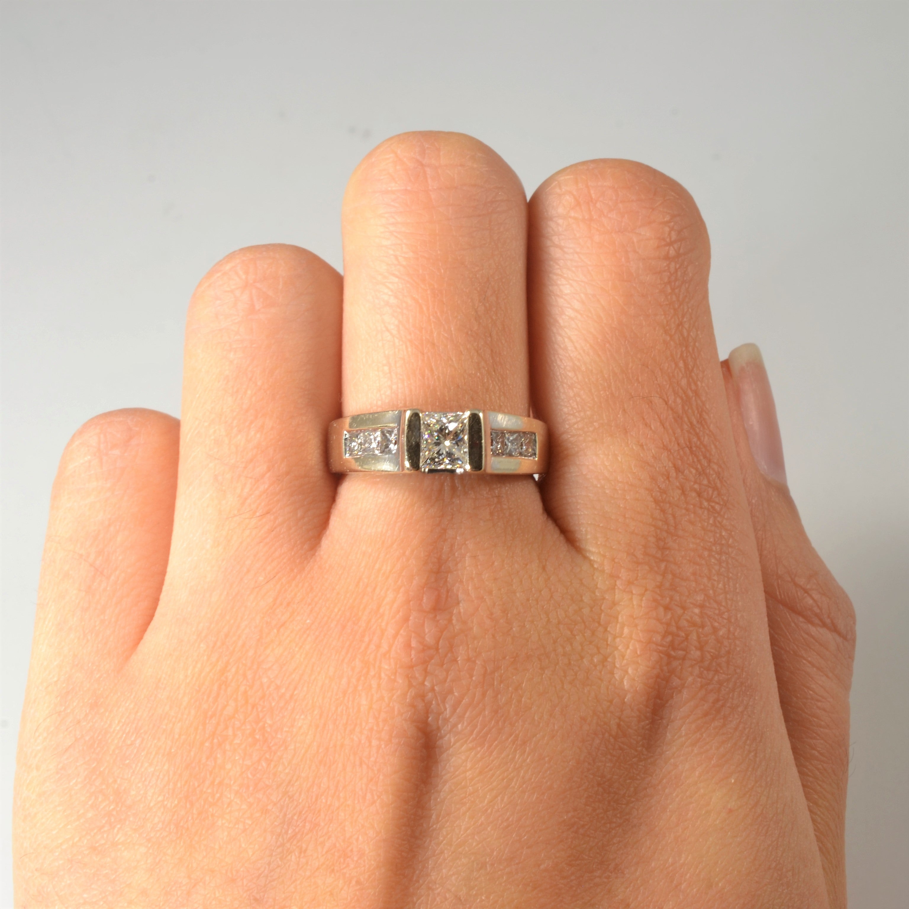 Tension Set Princess Diamond Engagement Ring | 1.25ctw | SZ 6.75 |