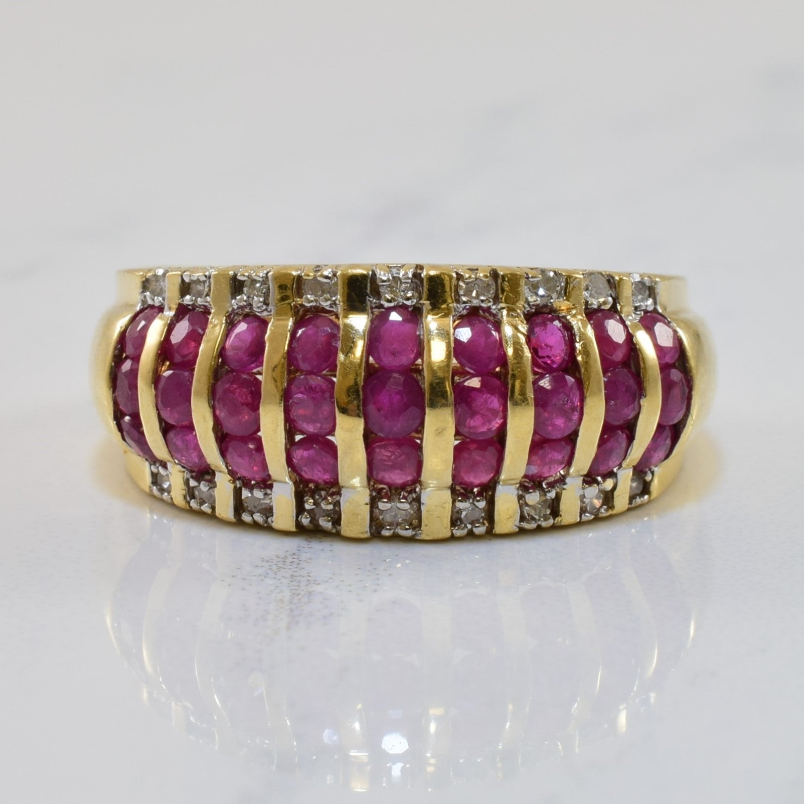 Ruby & Diamond Low Dome Ring | 1.08ctw, 0.09ctw | SZ 6.25 |