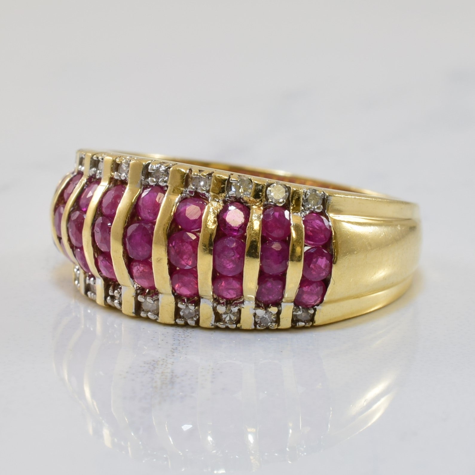 Ruby & Diamond Low Dome Ring | 1.08ctw, 0.09ctw | SZ 6.25 |