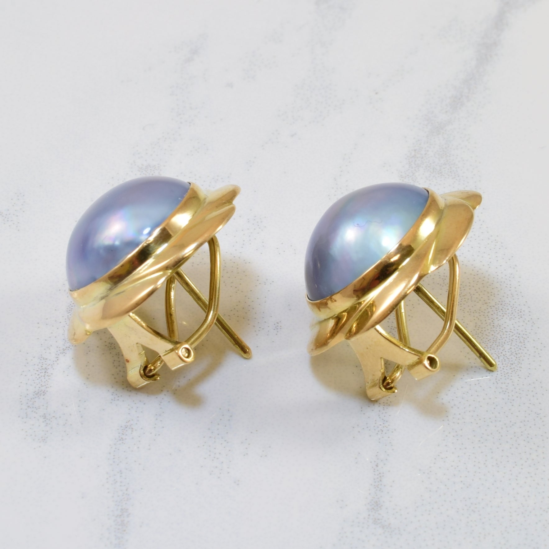 Button Mabe Pearl Earrings | 16.00ctw |