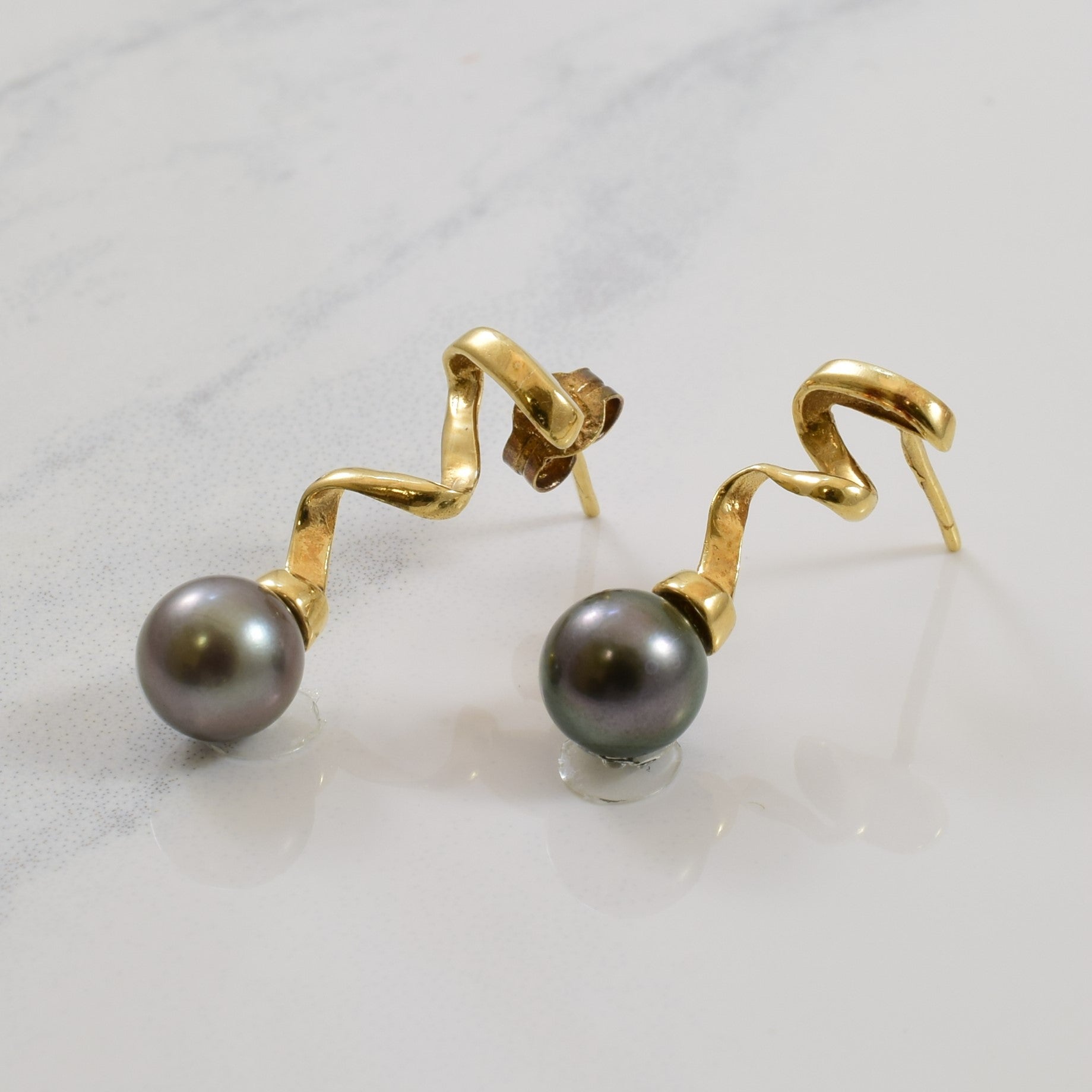 Twisted Black Pearl Drop Earrings | 7.00ctw |