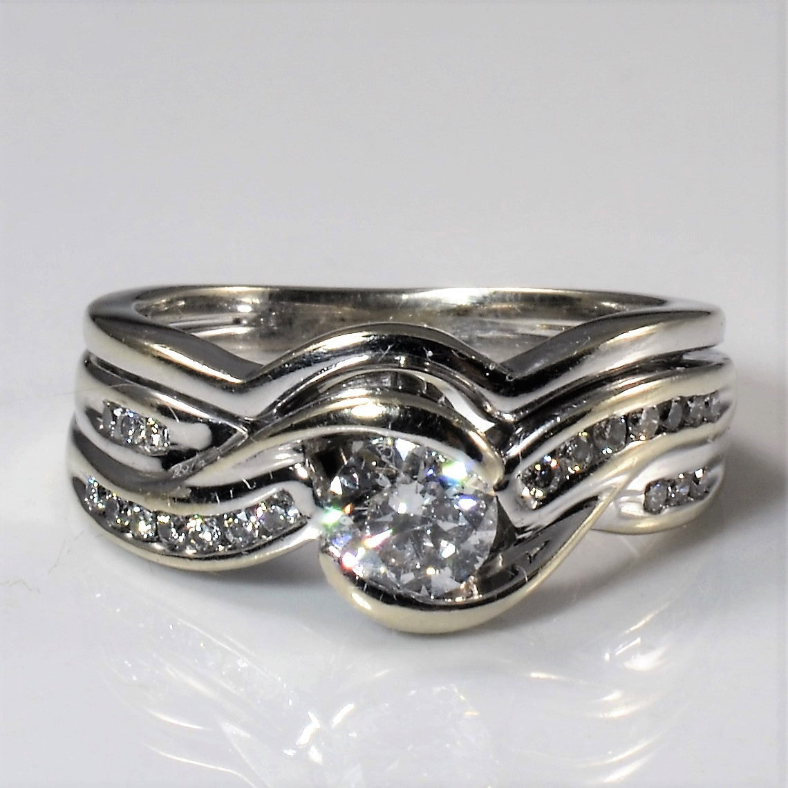 Soldered Bypass Diamond Wedding Ring Set | 0.55ctw | SZ 4.5 |