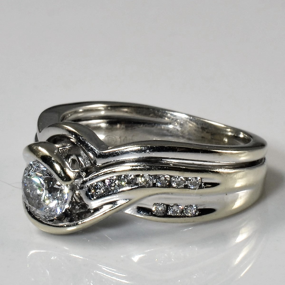 Soldered Bypass Diamond Wedding Ring Set | 0.55ctw | SZ 4.5 |