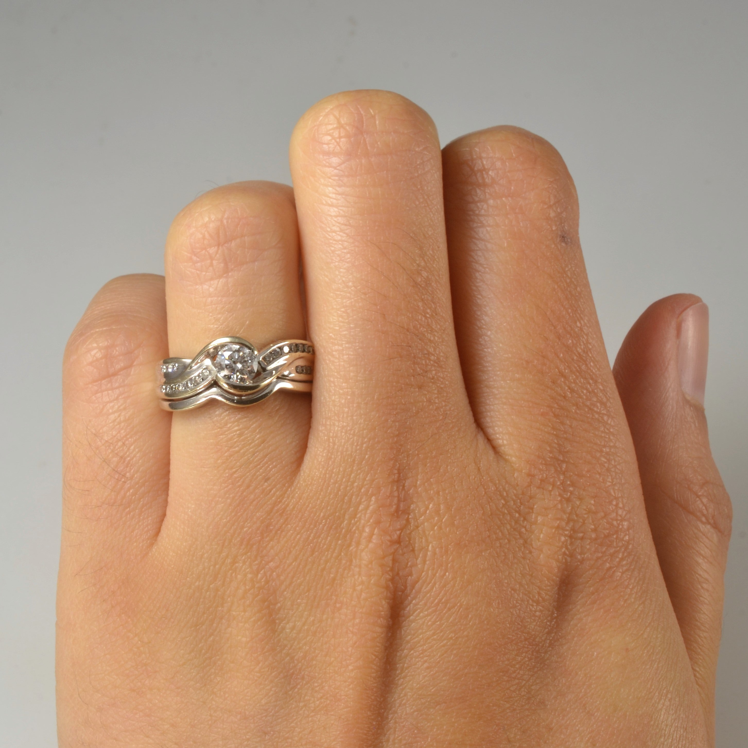 Soldered Bypass Diamond Wedding Ring Set | 0.55ctw | SZ 4.5 |