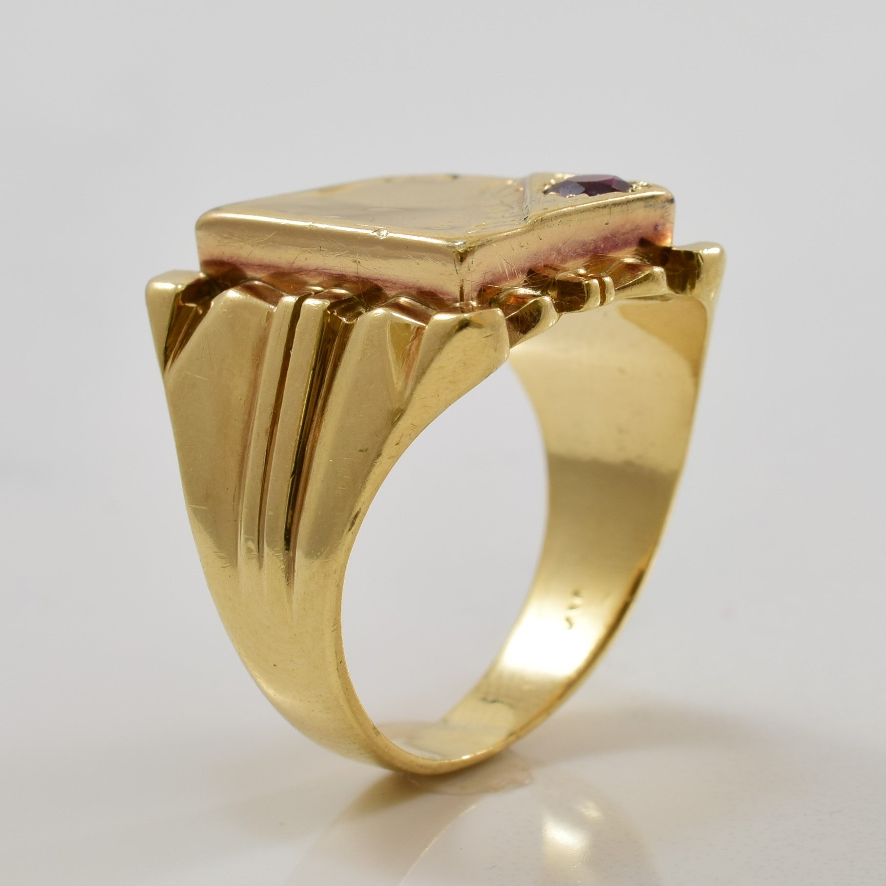 Synthetic Ruby Signet Ring | 0.18ct | SZ 7.75 |