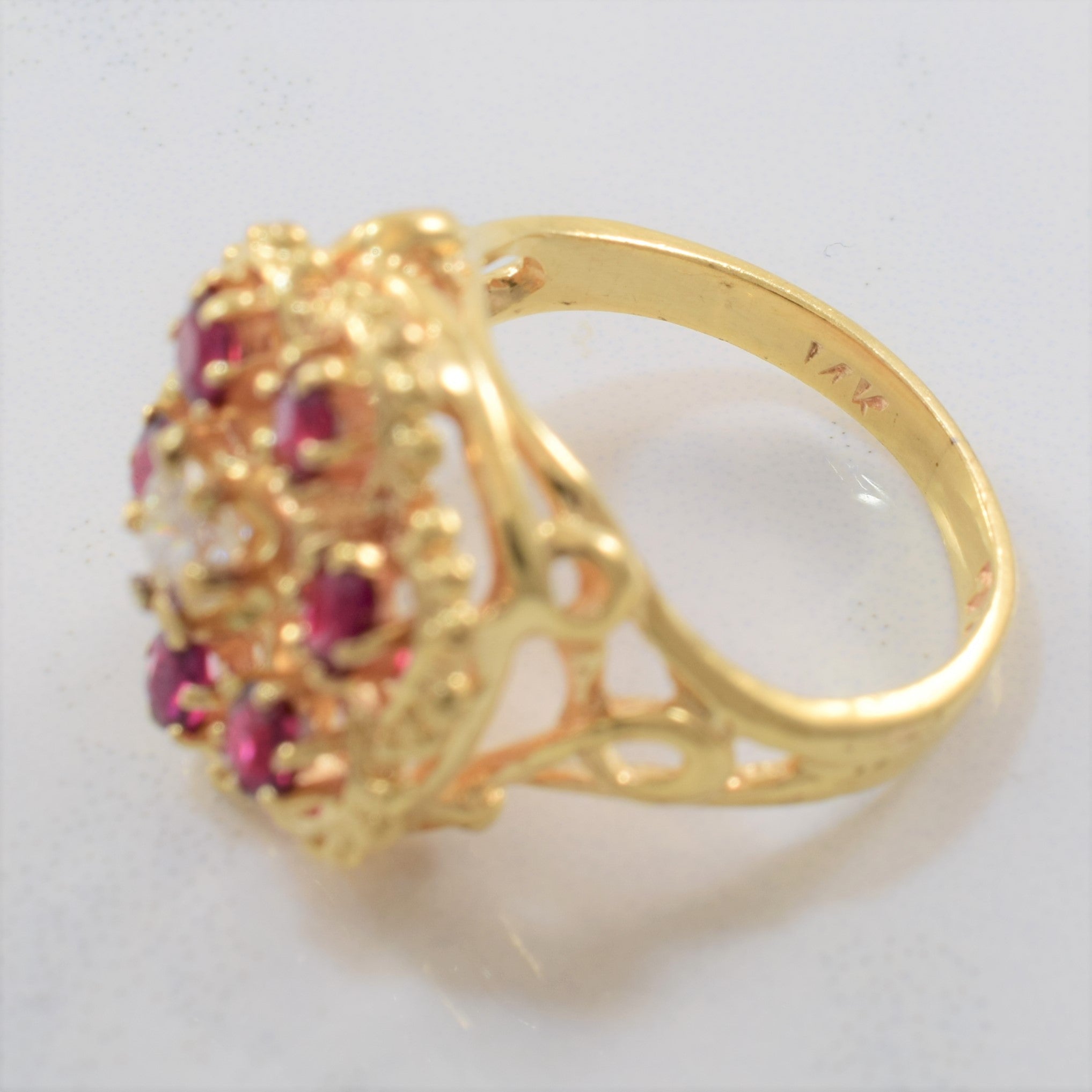 High Set Floral Ruby & Diamond Ring | 0.19ct, 0.84ctw | SZ 4.25 |