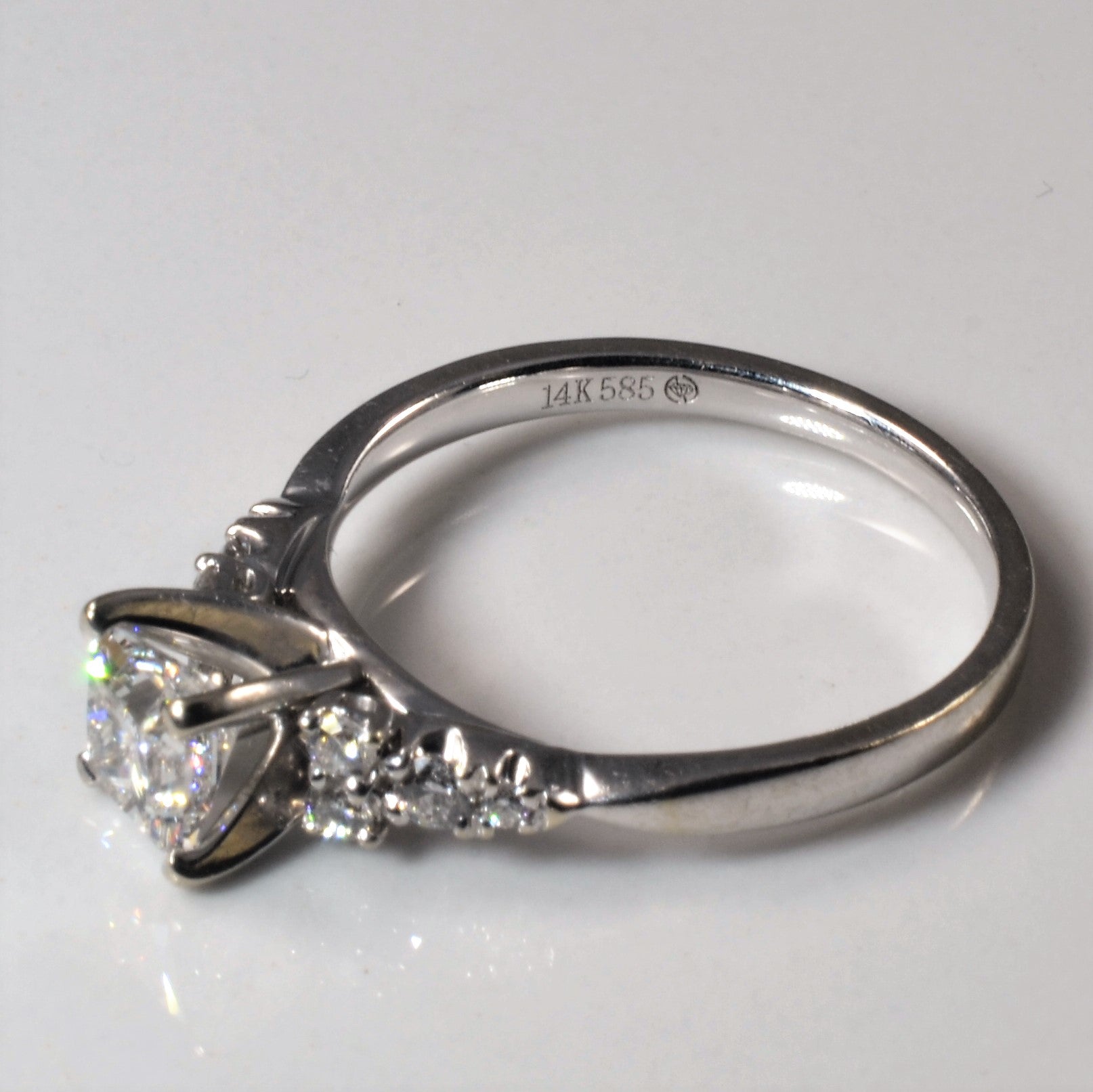 Princess Cut Diamond Accented Engagement Ring | 0.71ct VS2 F, 0.18ctw | SZ 7 |