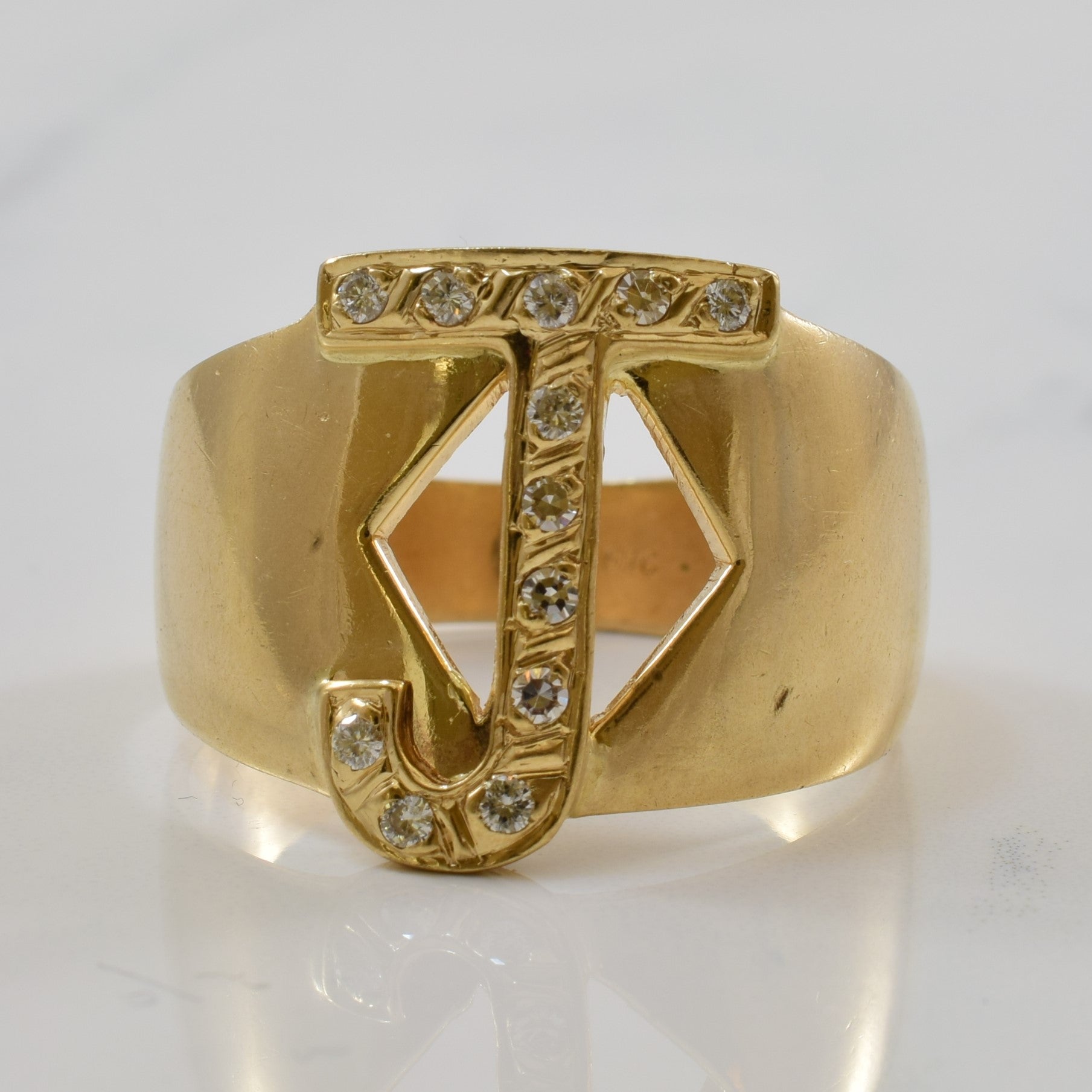 Diamond Initial 'J' Ring SZ 16