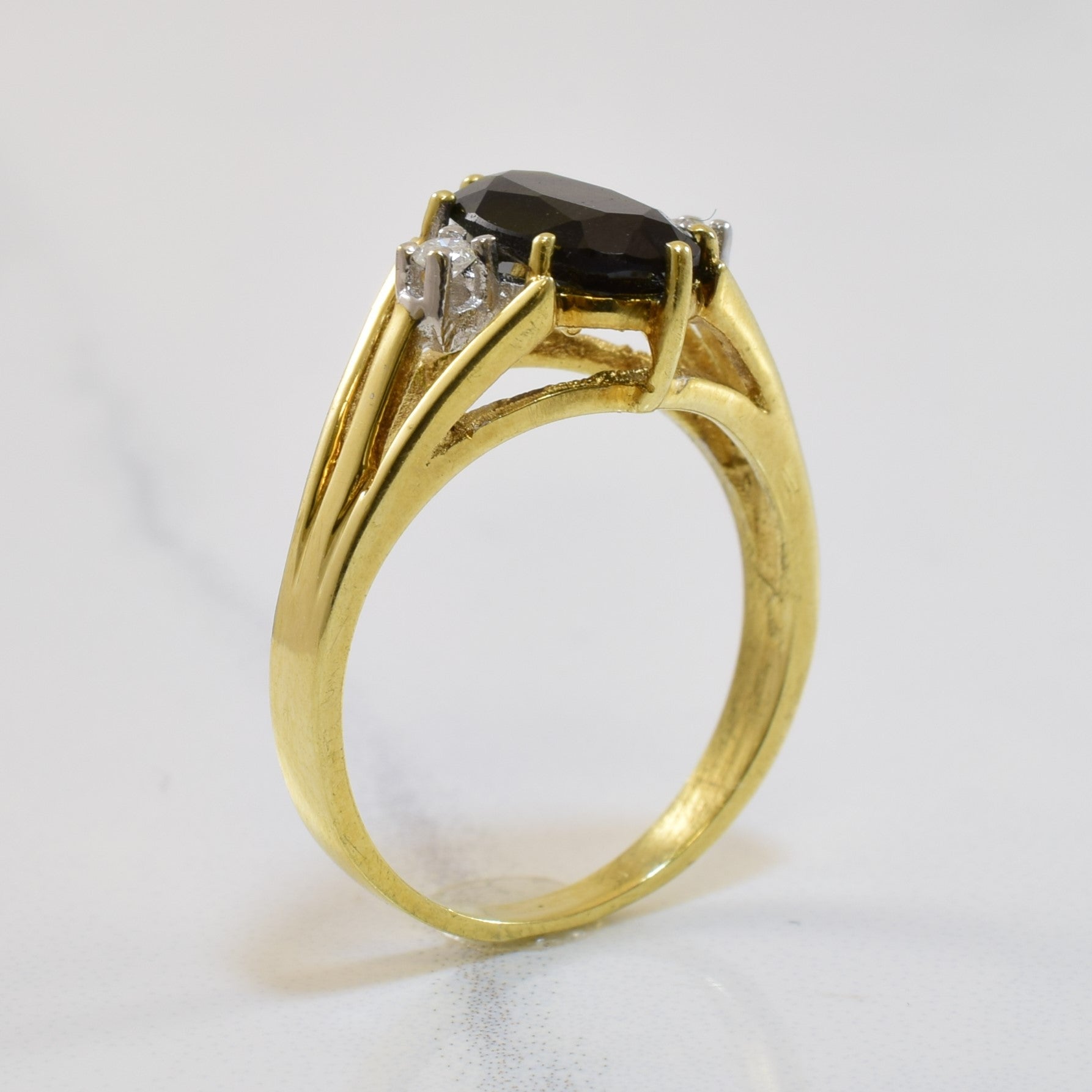 Green Tourmaline & Diamond Three Stone Ring | 1.40ct, 0.06ctw | SZ 6 |