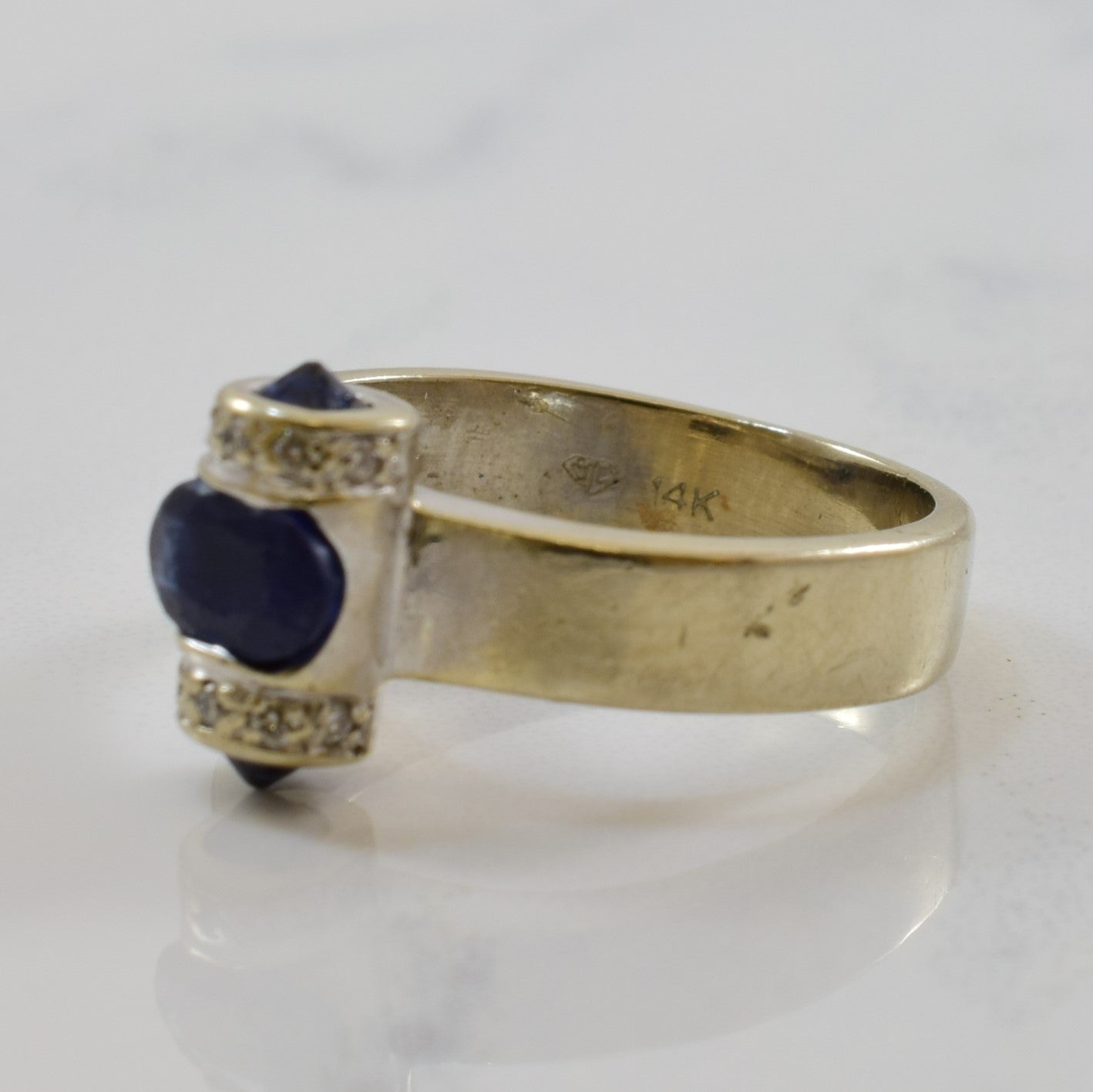 East West Sapphire & Diamond Ring | 0.70ctw, 0.05ctw | SZ 4.5 |