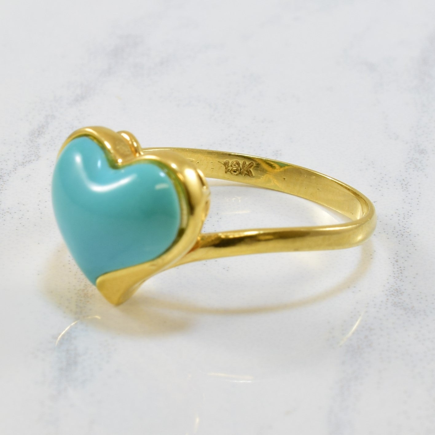 Bague en turquoise synthétique taille cœur | 1,80 ct | Taille 7 |