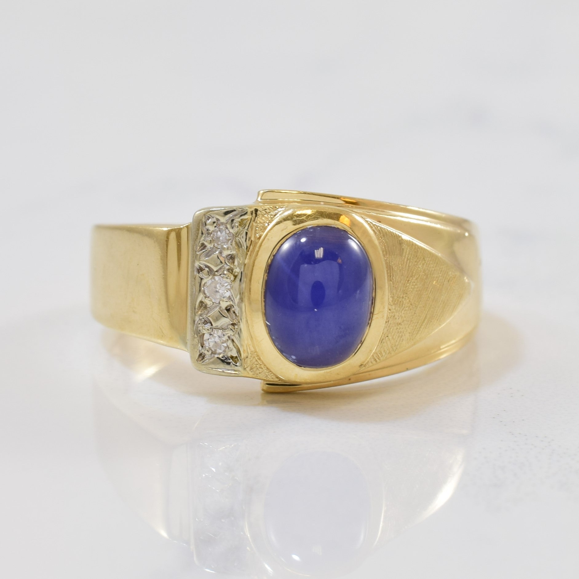 Synthetic Blue Star Sapphire & Diamond Ring | 1.45ct, 0.03ctw | SZ 10 |