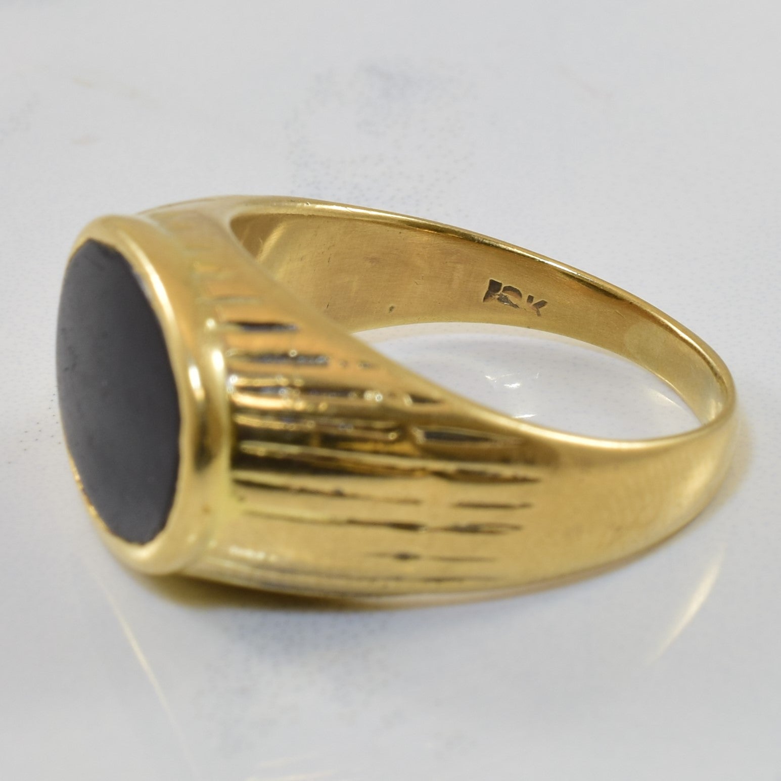 Textured Bezel Set Onyx Ring | 4.00ct | SZ 8 |