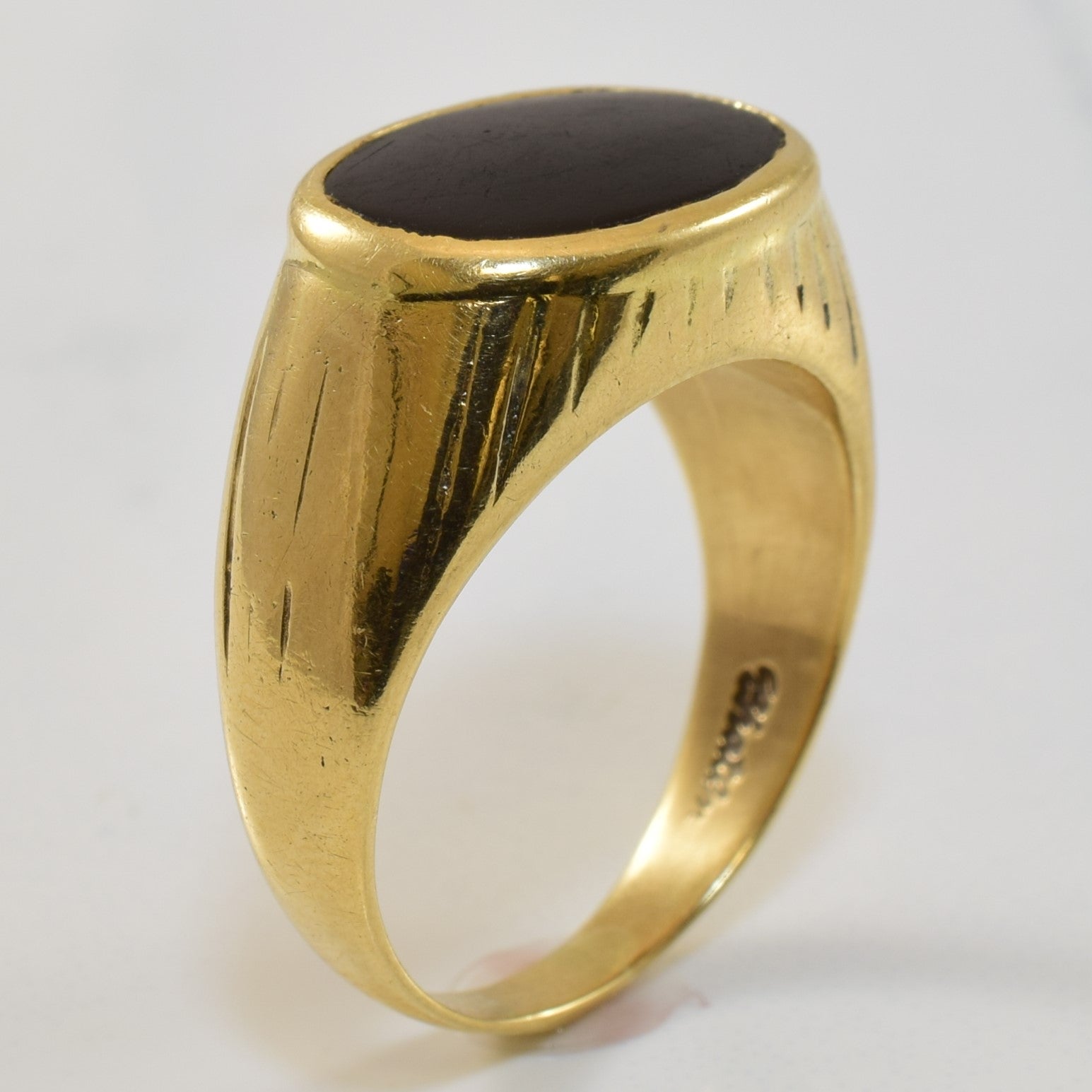 Textured Bezel Set Onyx Ring | 4.00ct | SZ 8 |