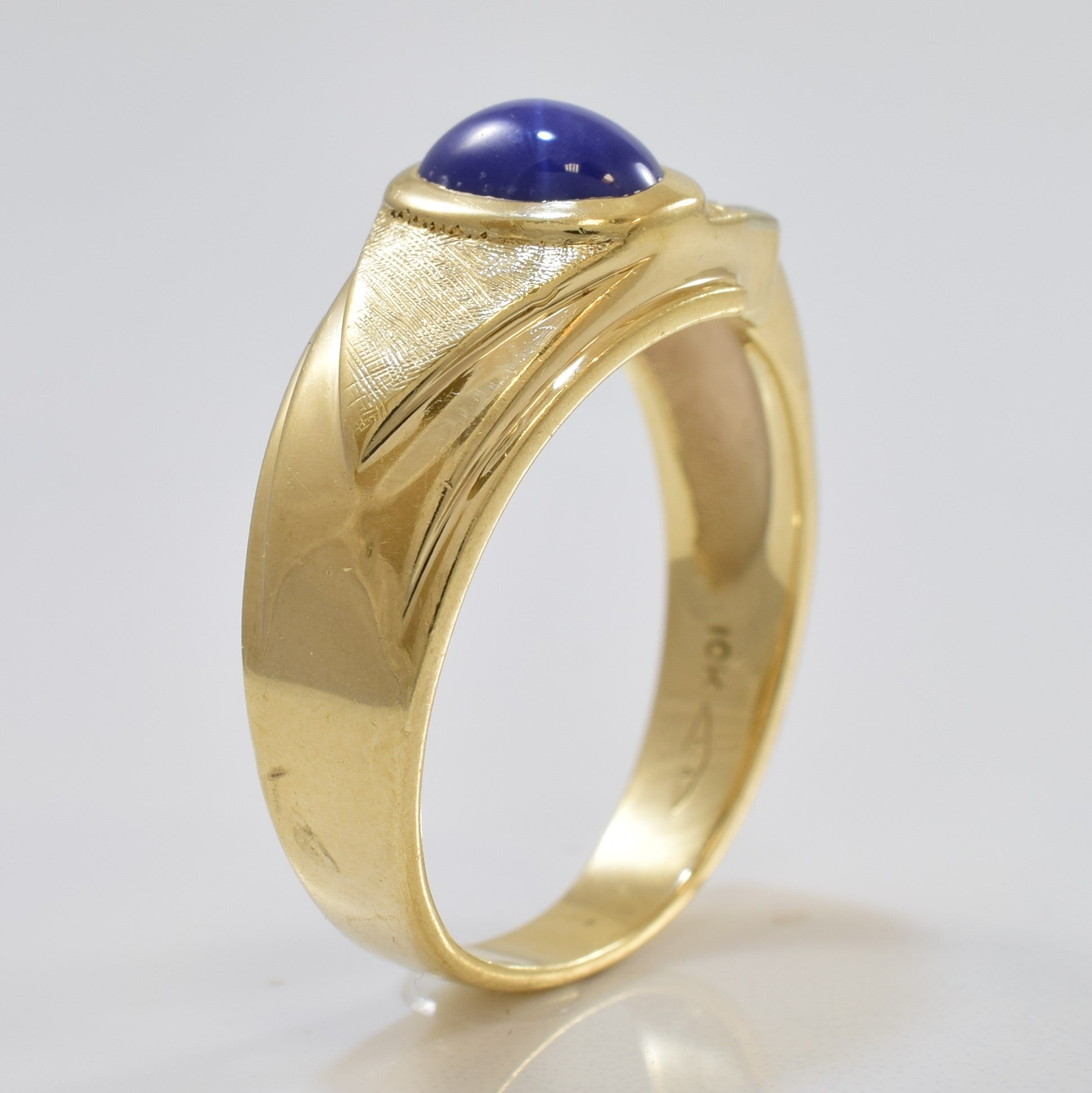 Synthetic Blue Star Sapphire & Diamond Ring | 1.45ct, 0.03ctw | SZ 10 |