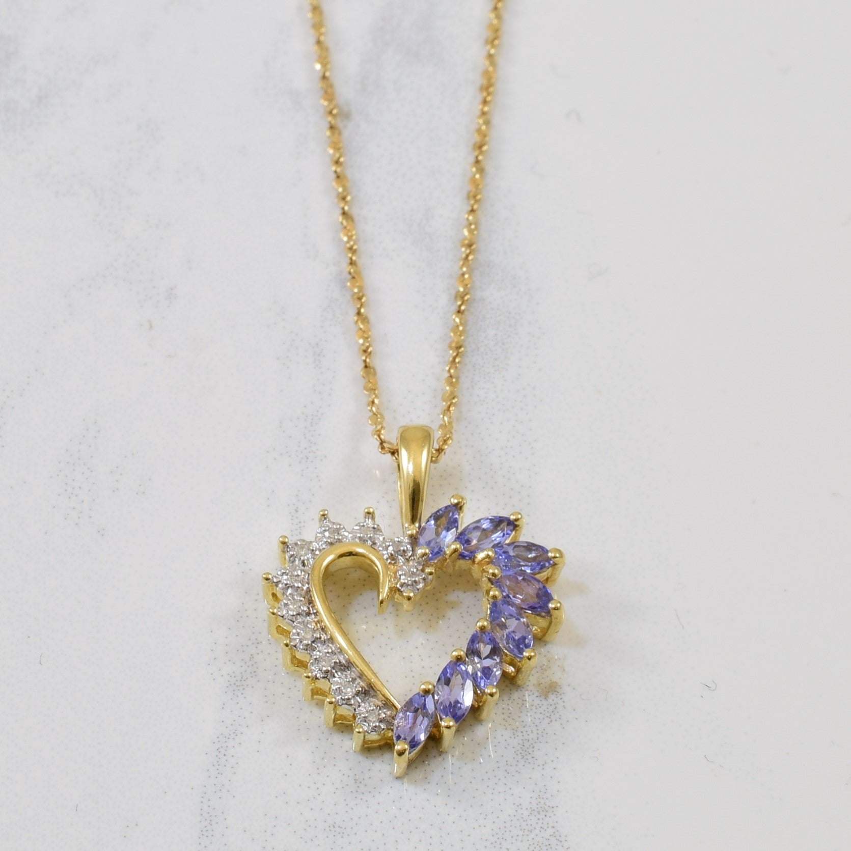 Tanzanite & Diamond Heart Necklace | 0.50ctw, 0.04ctw | 18" |