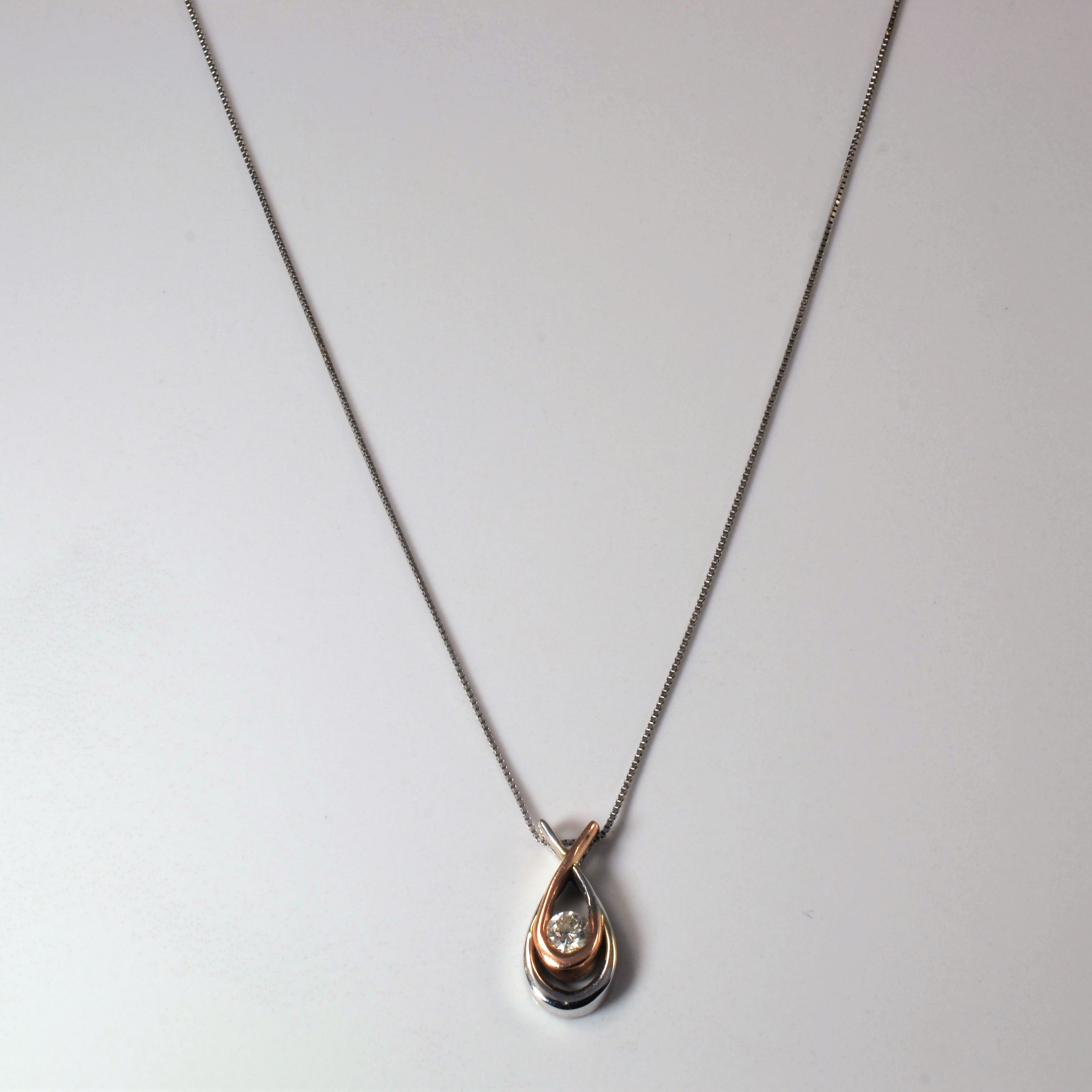 Tear Drop Diamond Necklace | 0.26ct | 18" |