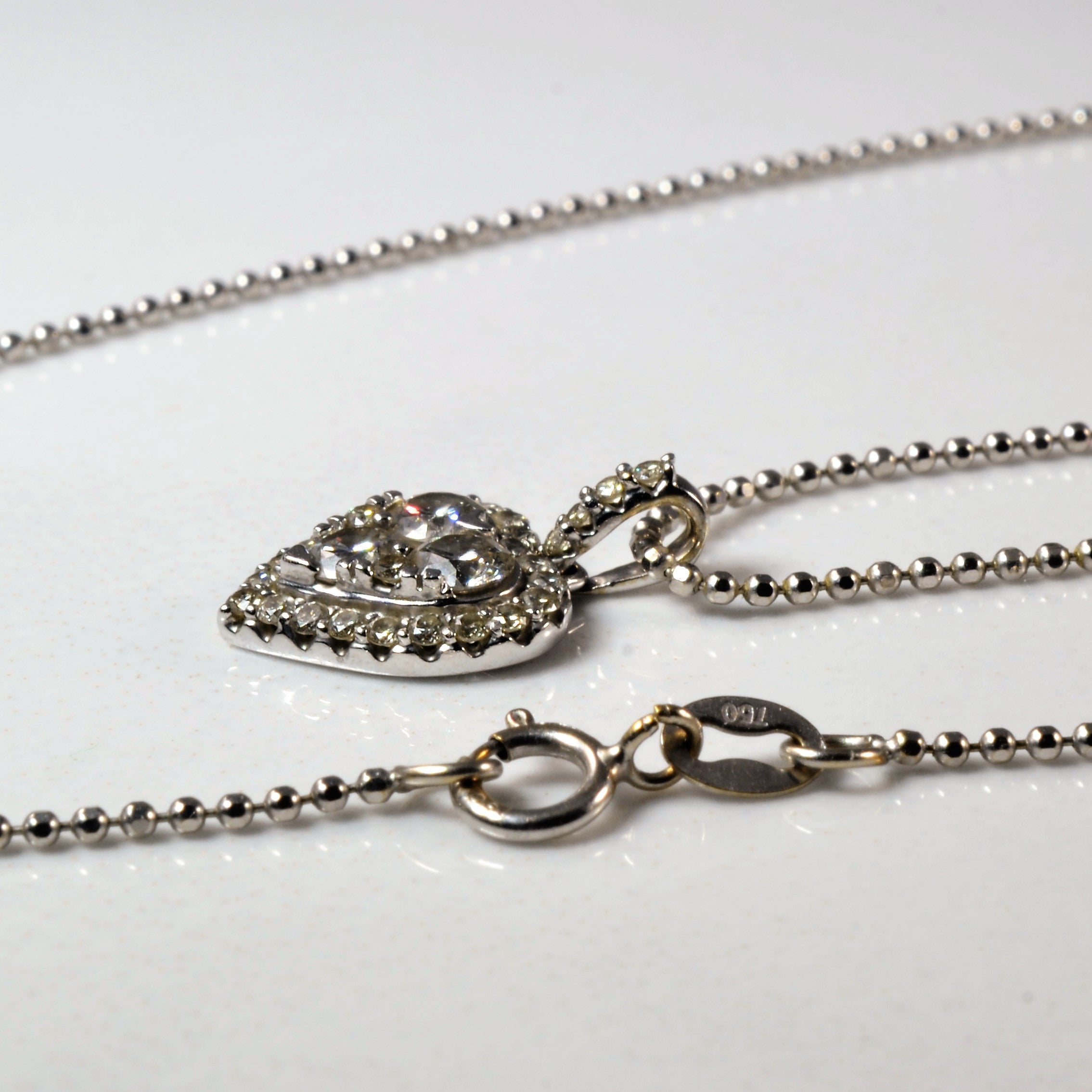 Cluster Diamond Heart Necklace | 0.36ctw | 20" |