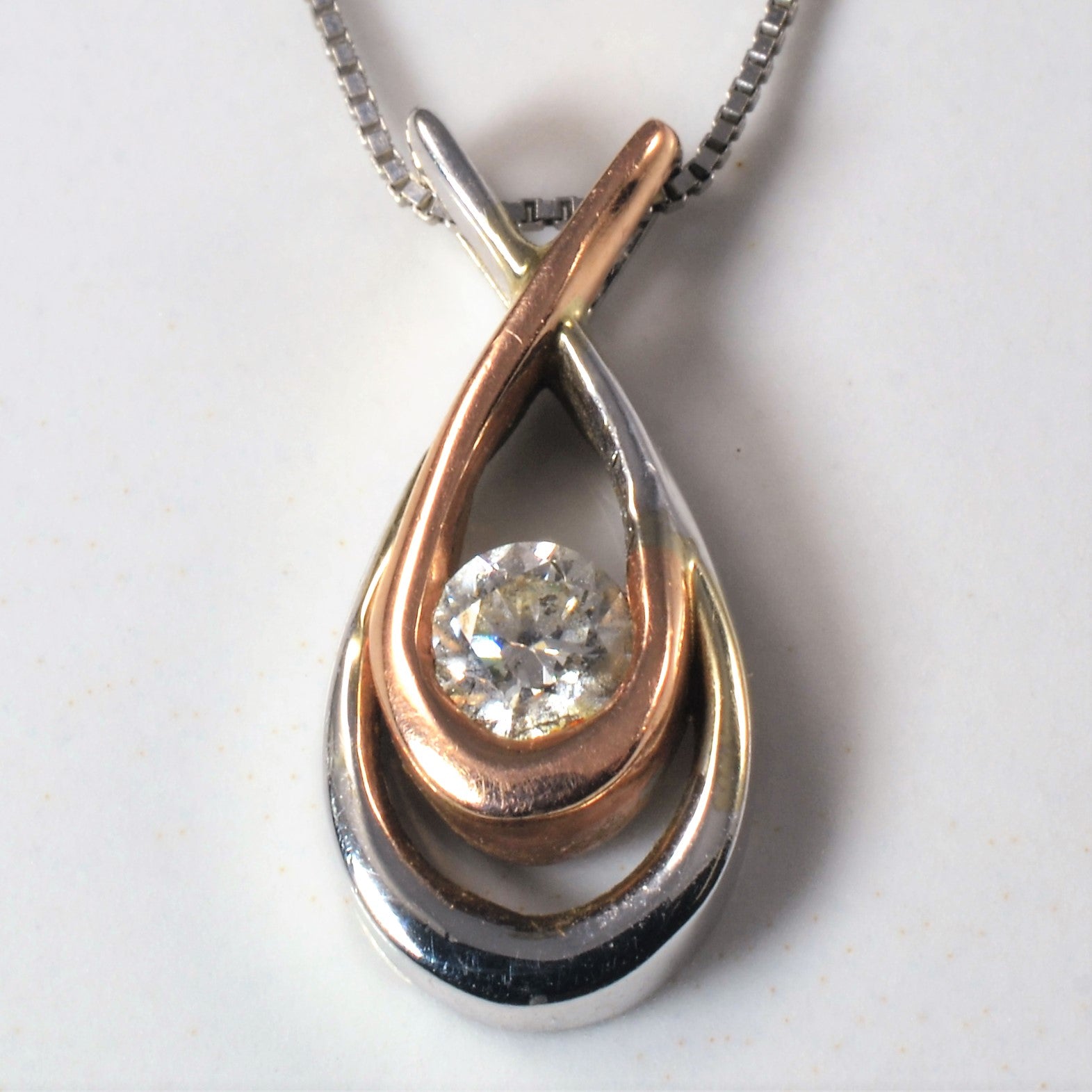 Tear Drop Diamond Necklace | 0.26ct | 18" |