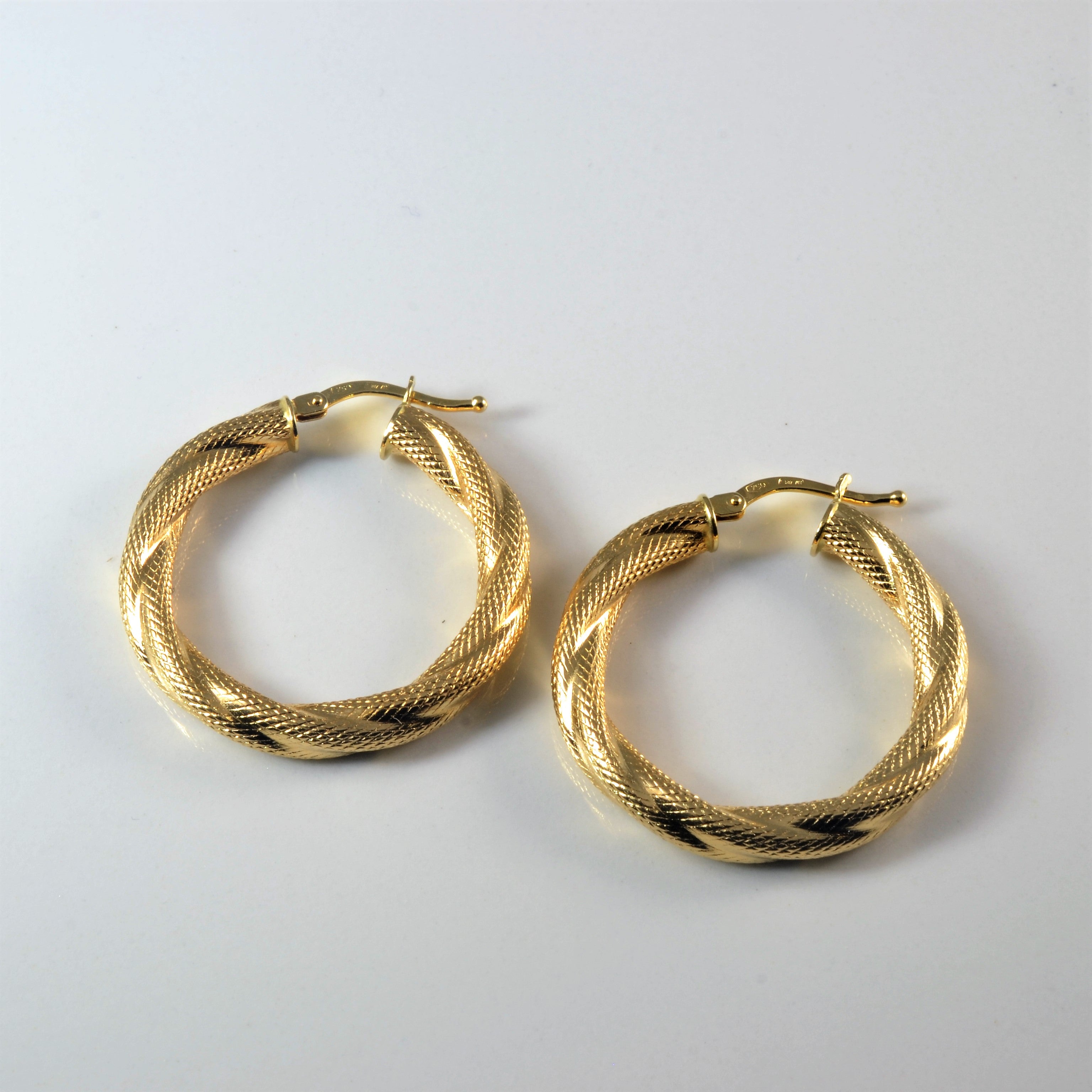 Satin Finish Twisted Hoop Earrings |