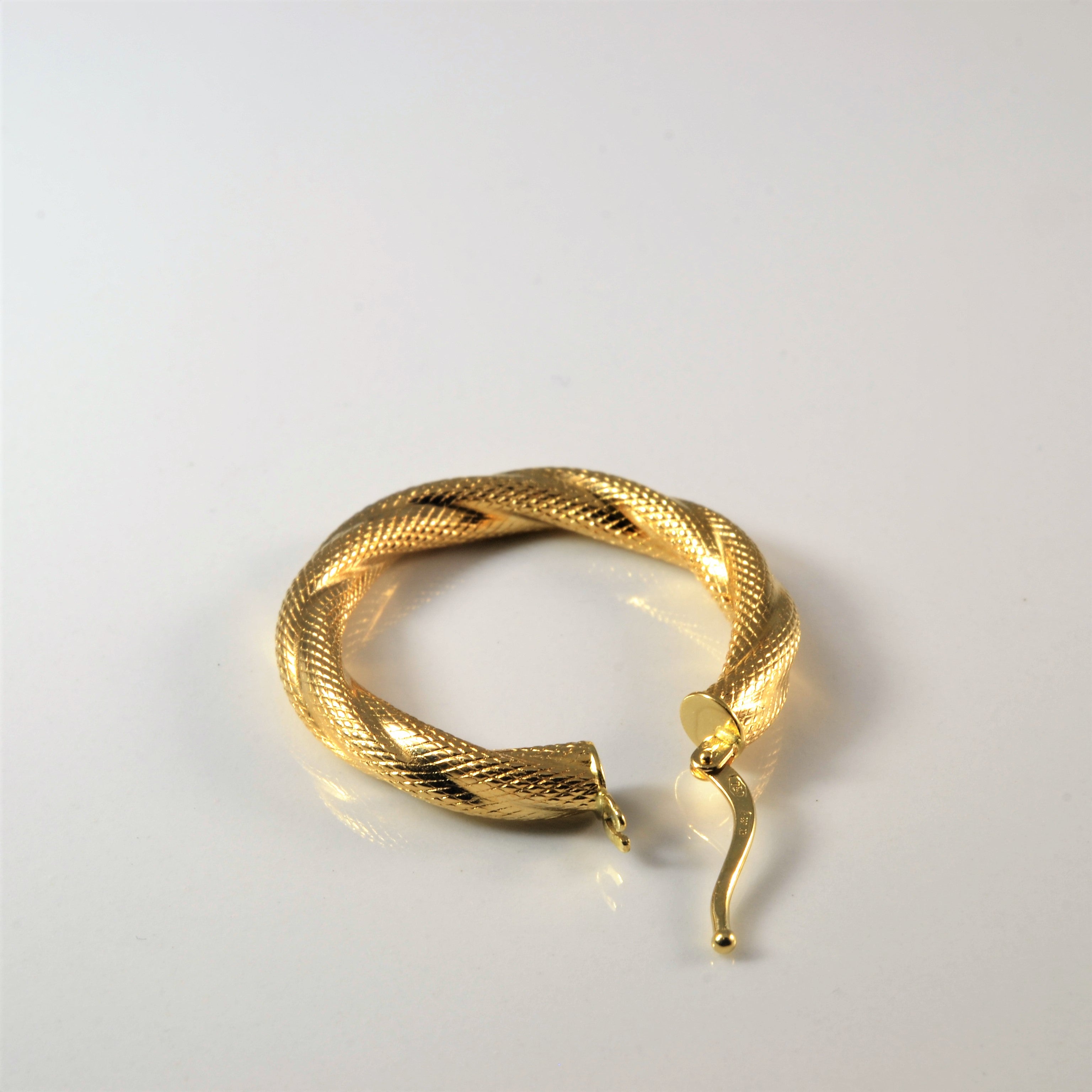 Satin Finish Twisted Hoop Earrings |