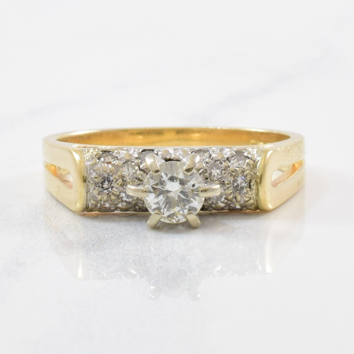 Pave Detailed Retro Engagement Ring | 0.42ctw | SZ 6.25 |