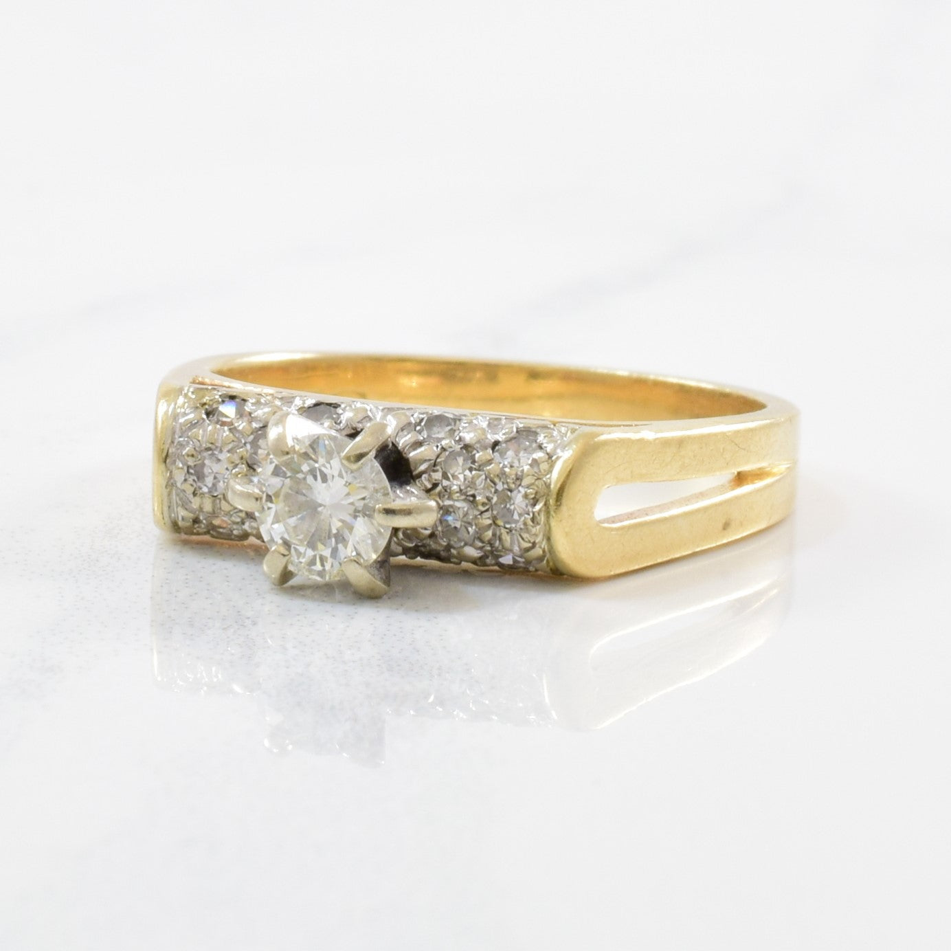 Pave Detailed Retro Engagement Ring | 0.42ctw | SZ 6.25 |