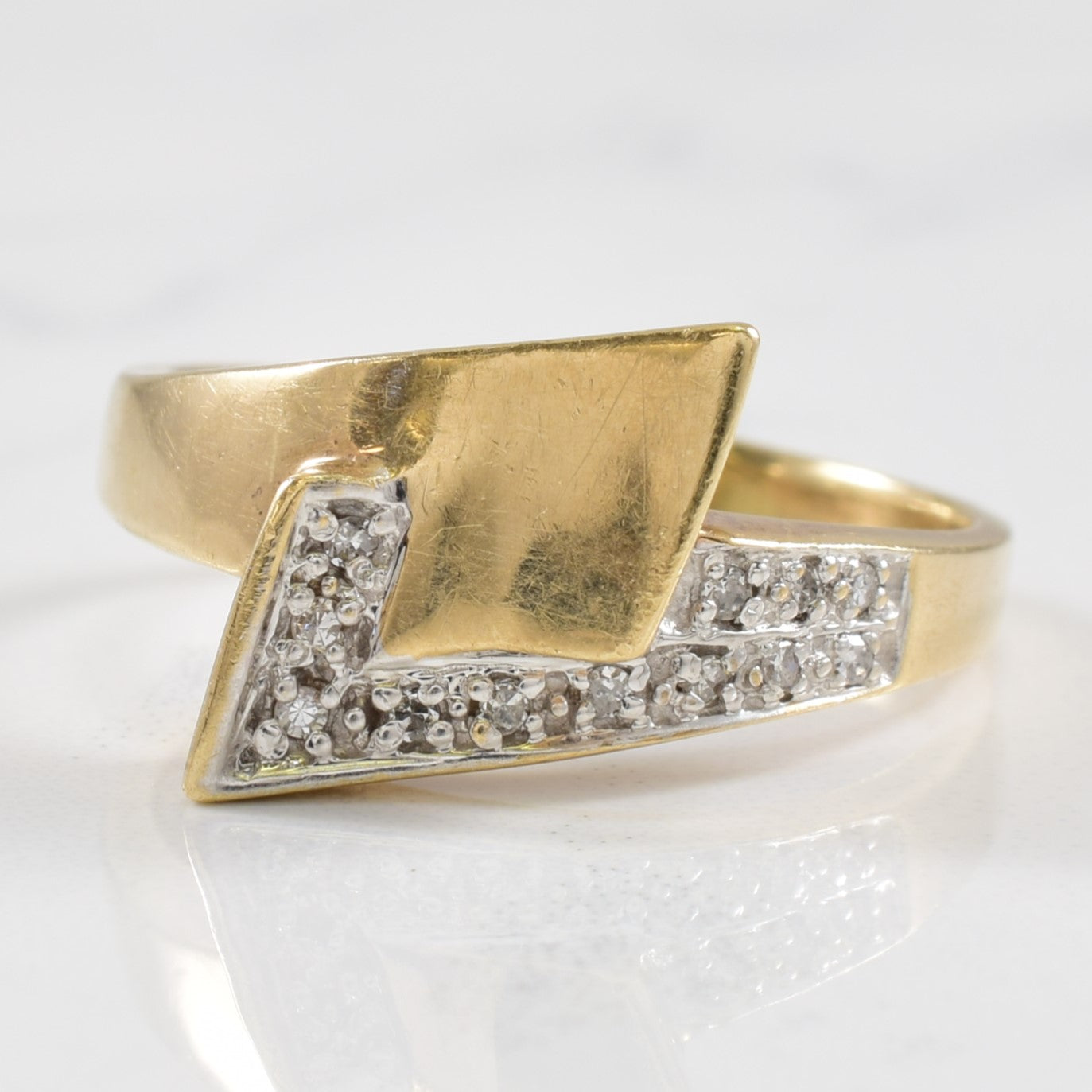 Bague géométrique sertie de diamants | 0,05 ct | Taille 7,5 |