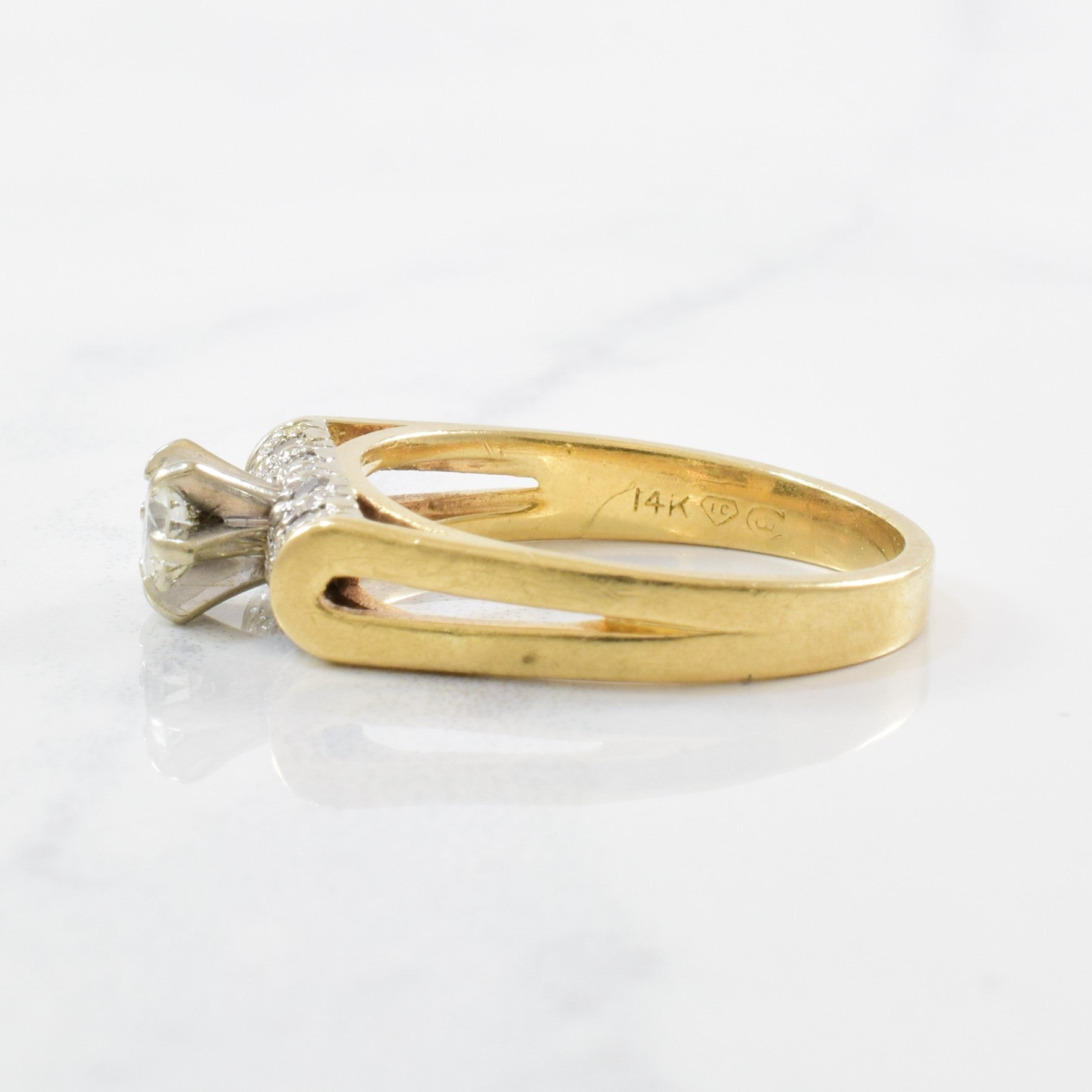 Pave Detailed Retro Engagement Ring | 0.42ctw | SZ 6.25 |