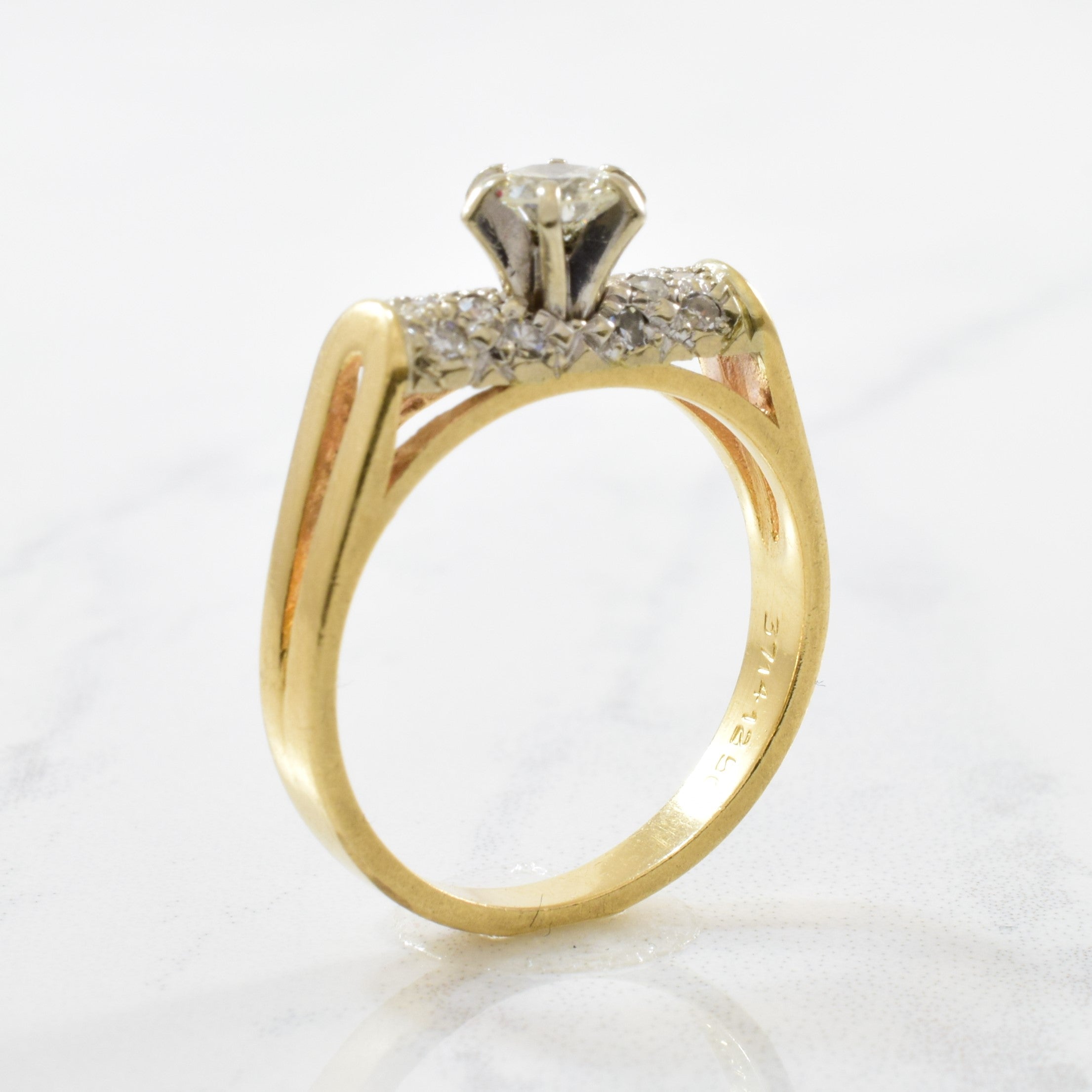 Pave Detailed Retro Engagement Ring | 0.42ctw | SZ 6.25 |