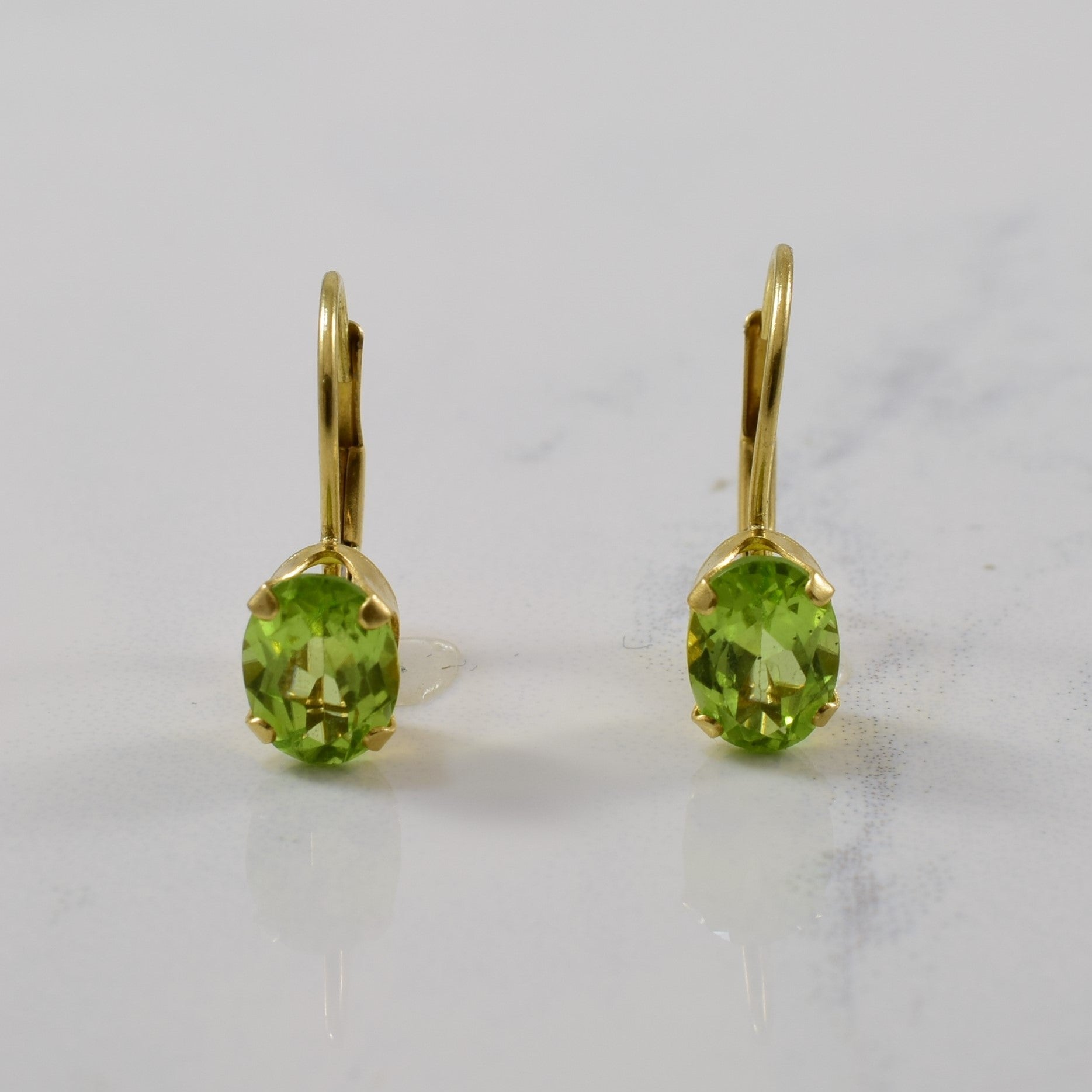 Oval Cut Peridot Leverback Earrings 1.50ctw