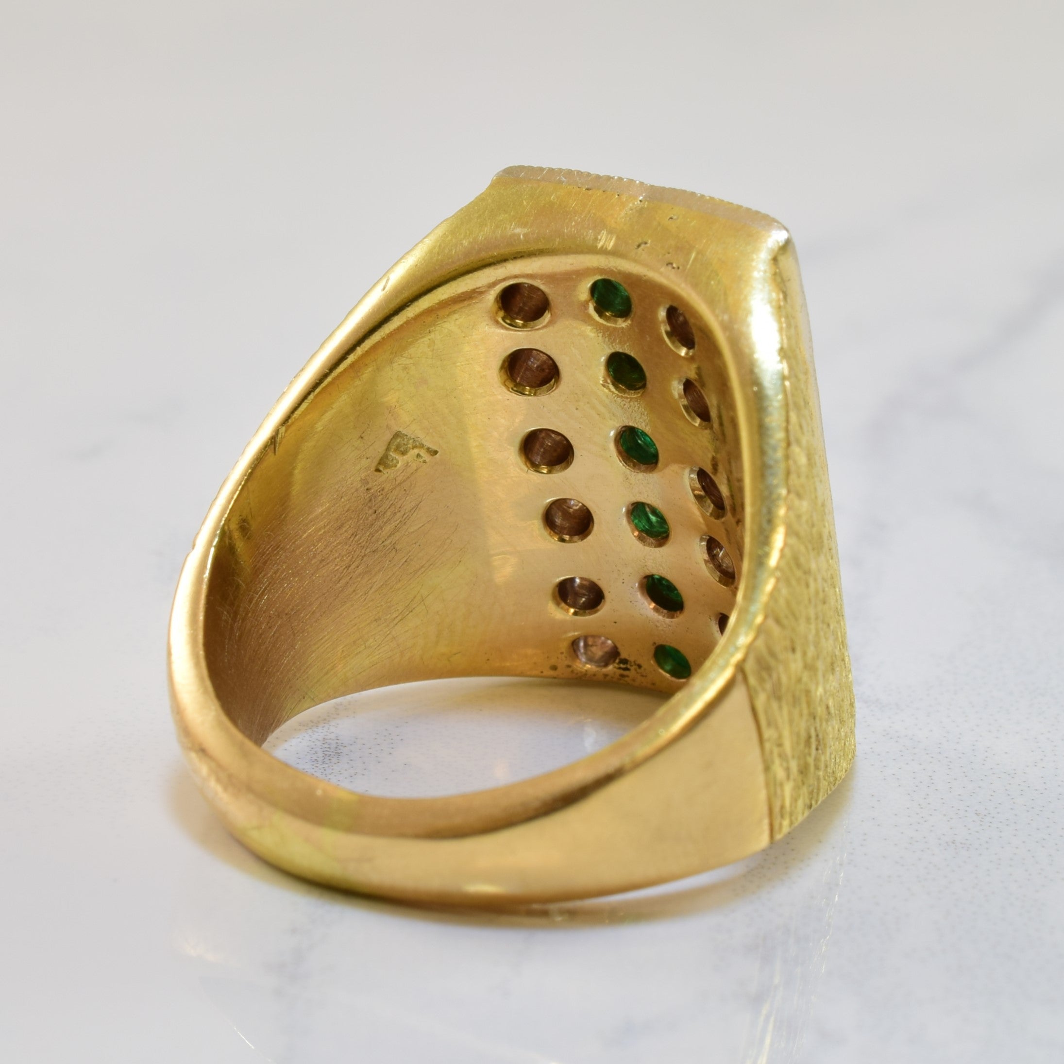 Heavy Emerald & Diamond Vertical Bar Ring | 1.80ctw, 0.90ctw | SZ 9.75 |