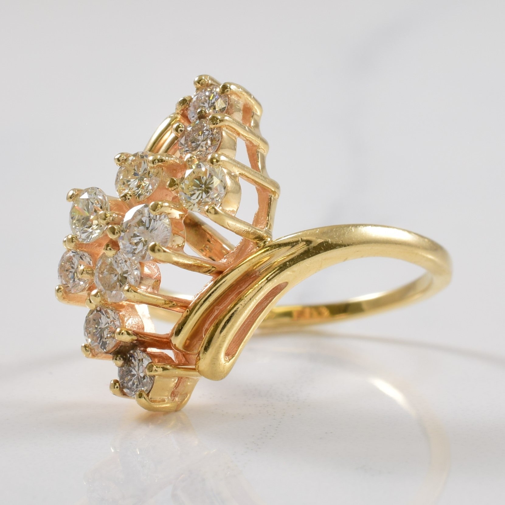 Cluster Set Diamond Bypass Ring | 0.80ctw | SZ 7.75 |