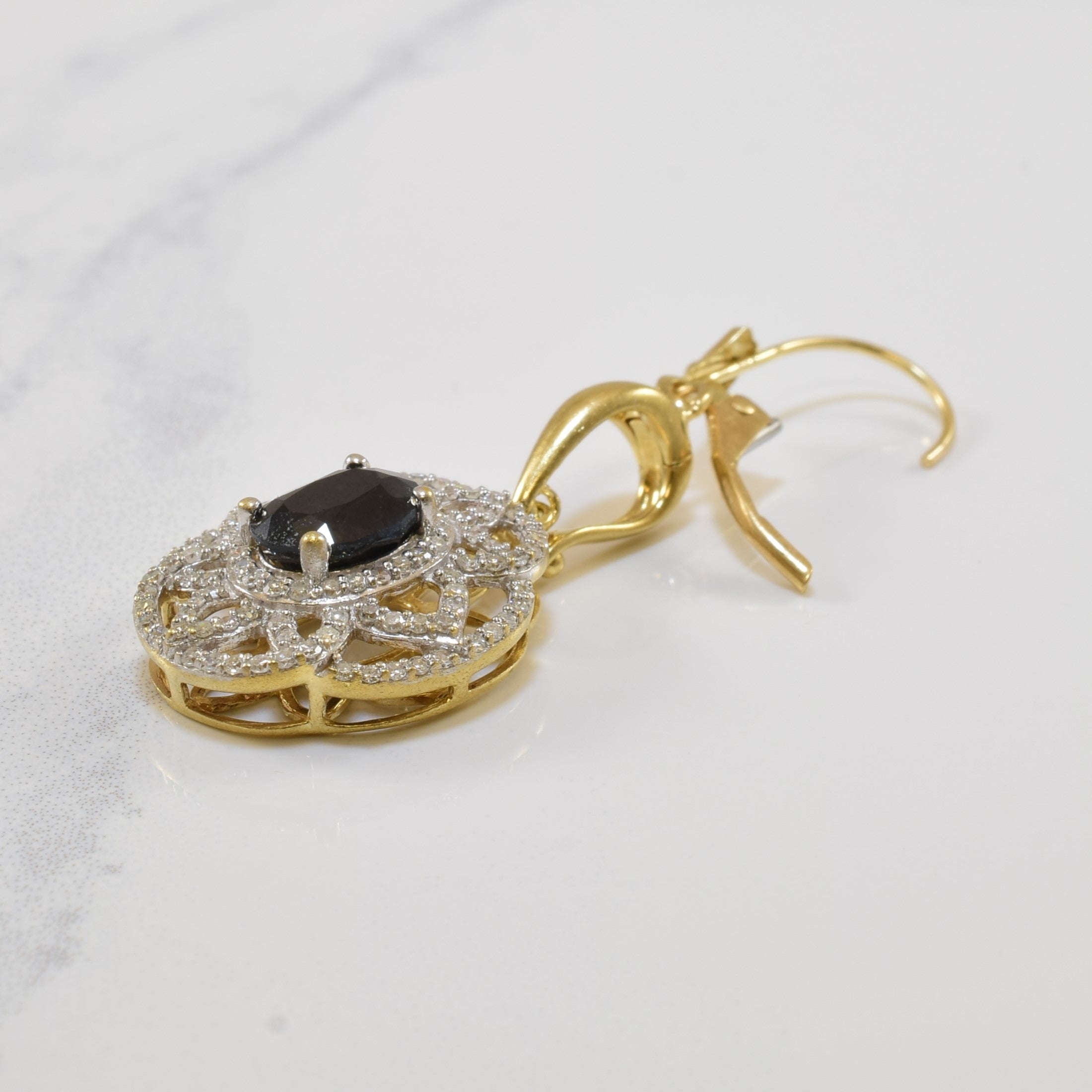 Michael Hill' Oval Sapphire & Diamond Filigree Earrings | 3.00ctw, 1.00ctw |