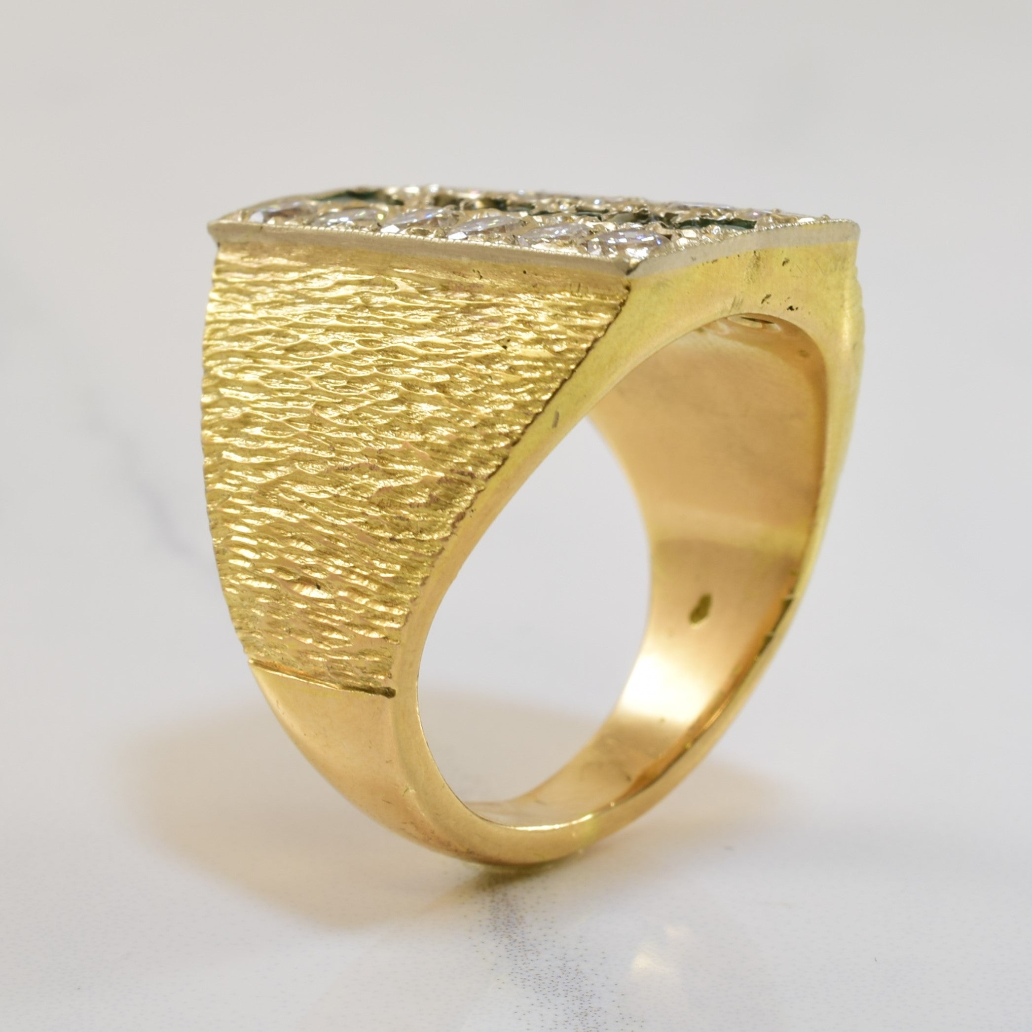 Heavy Emerald & Diamond Vertical Bar Ring | 1.80ctw, 0.90ctw | SZ 9.75 |