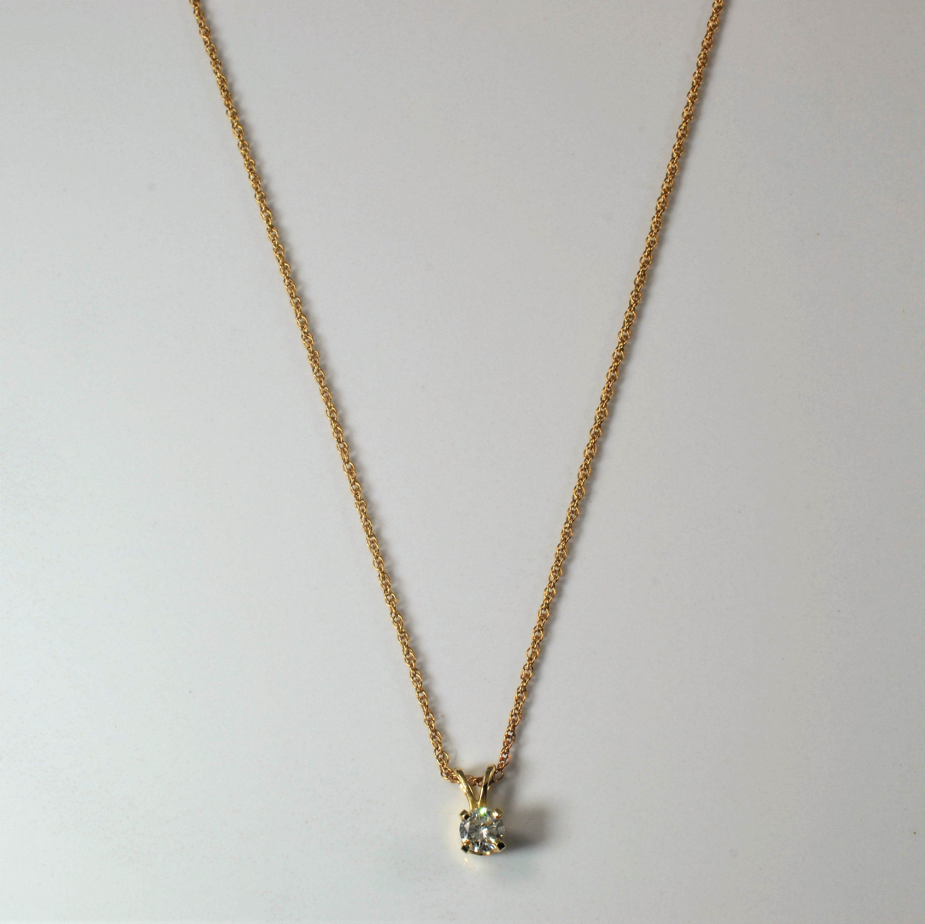 Solitaire Diamond Necklace | 0.28ct | 14" |