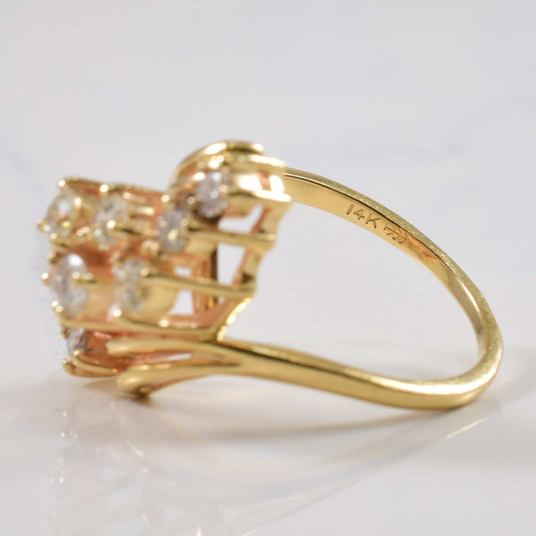 Cluster Set Diamond Bypass Ring | 0.80ctw | SZ 7.75 |
