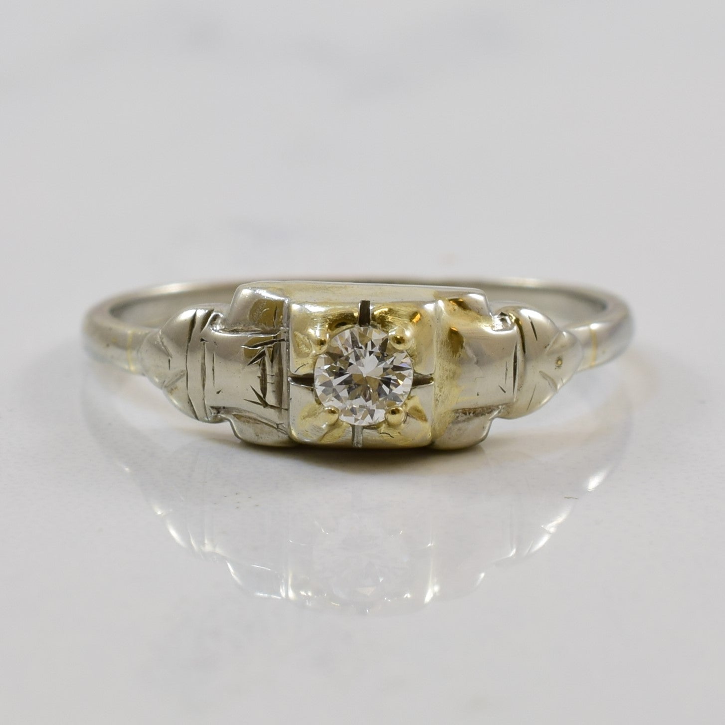 Art Deco Illusion Set Solitaire Diamond Ring | 0.10ct | SZ 6 |