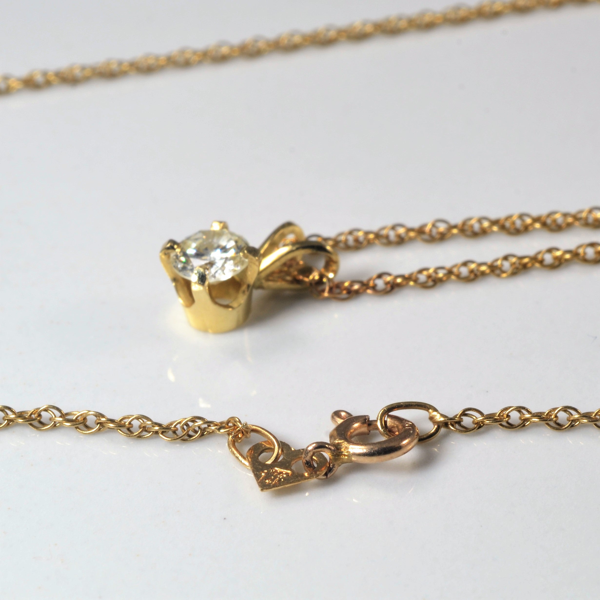 Solitaire Diamond Necklace | 0.28ct | 14" |