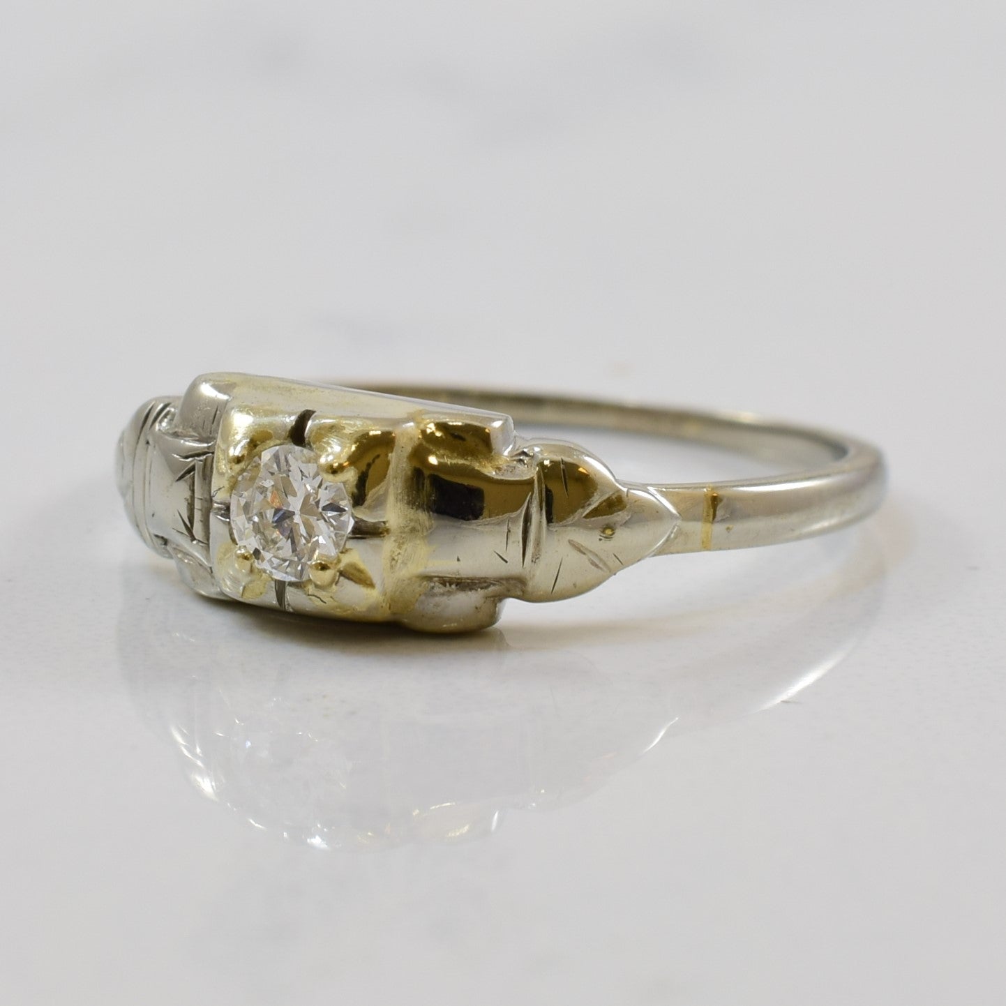 Art Deco Illusion Set Solitaire Diamond Ring | 0.10ct | SZ 6 |