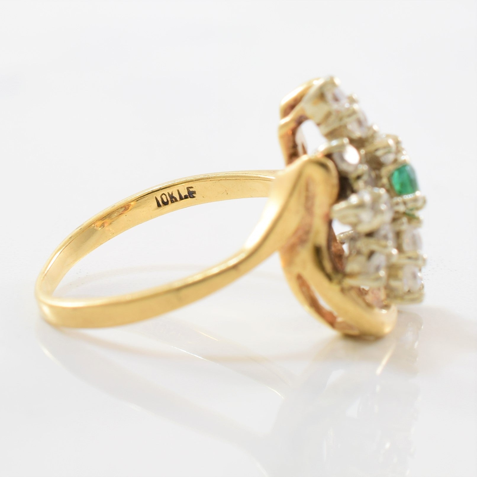 Emerald & White Sapphire Cluster Ring | 0.10ct, 0.60ctw | SZ 6.75 |