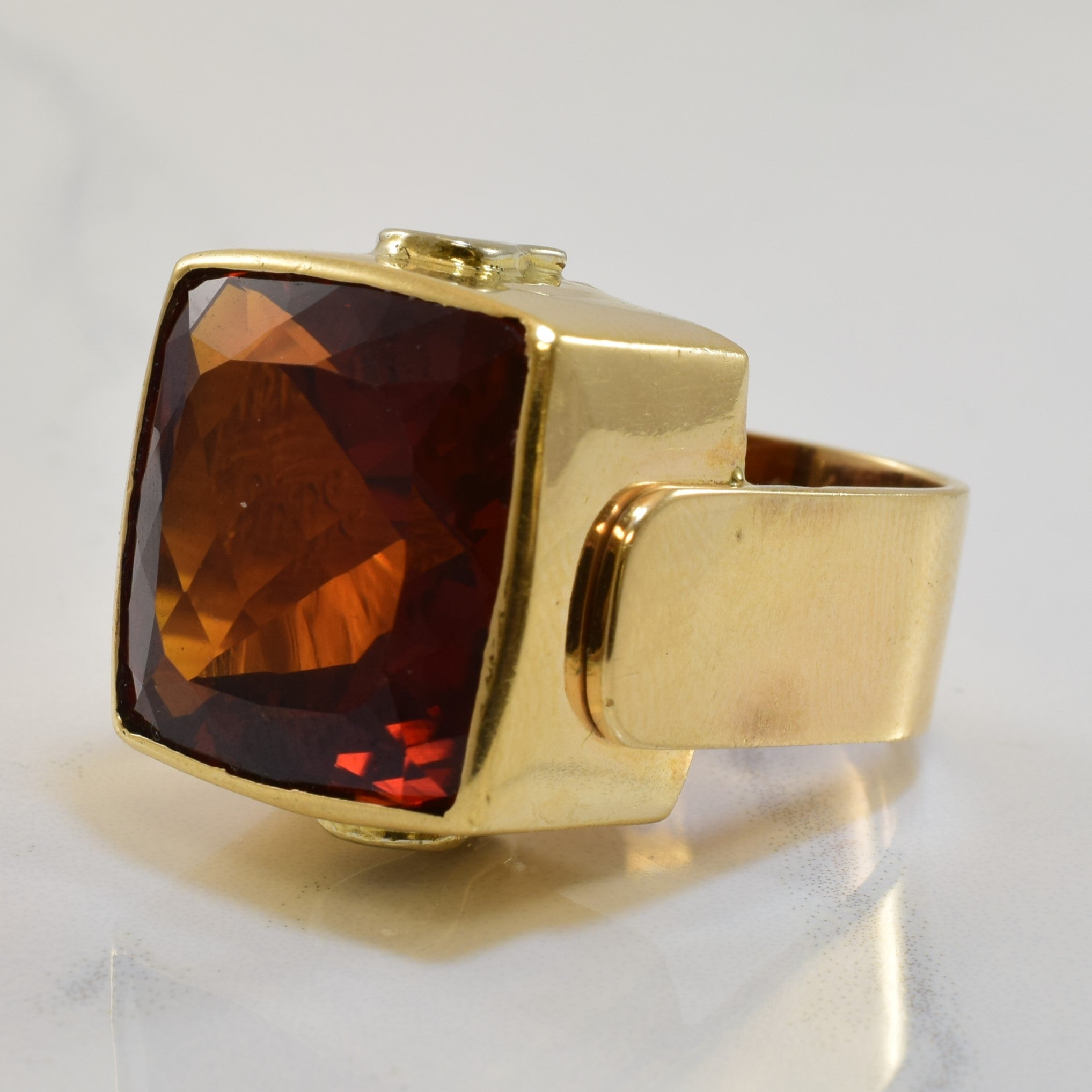 Citrine & Diamond Cocktail Ring | 24.00ct, 0.17ct | SZ 8.5 |