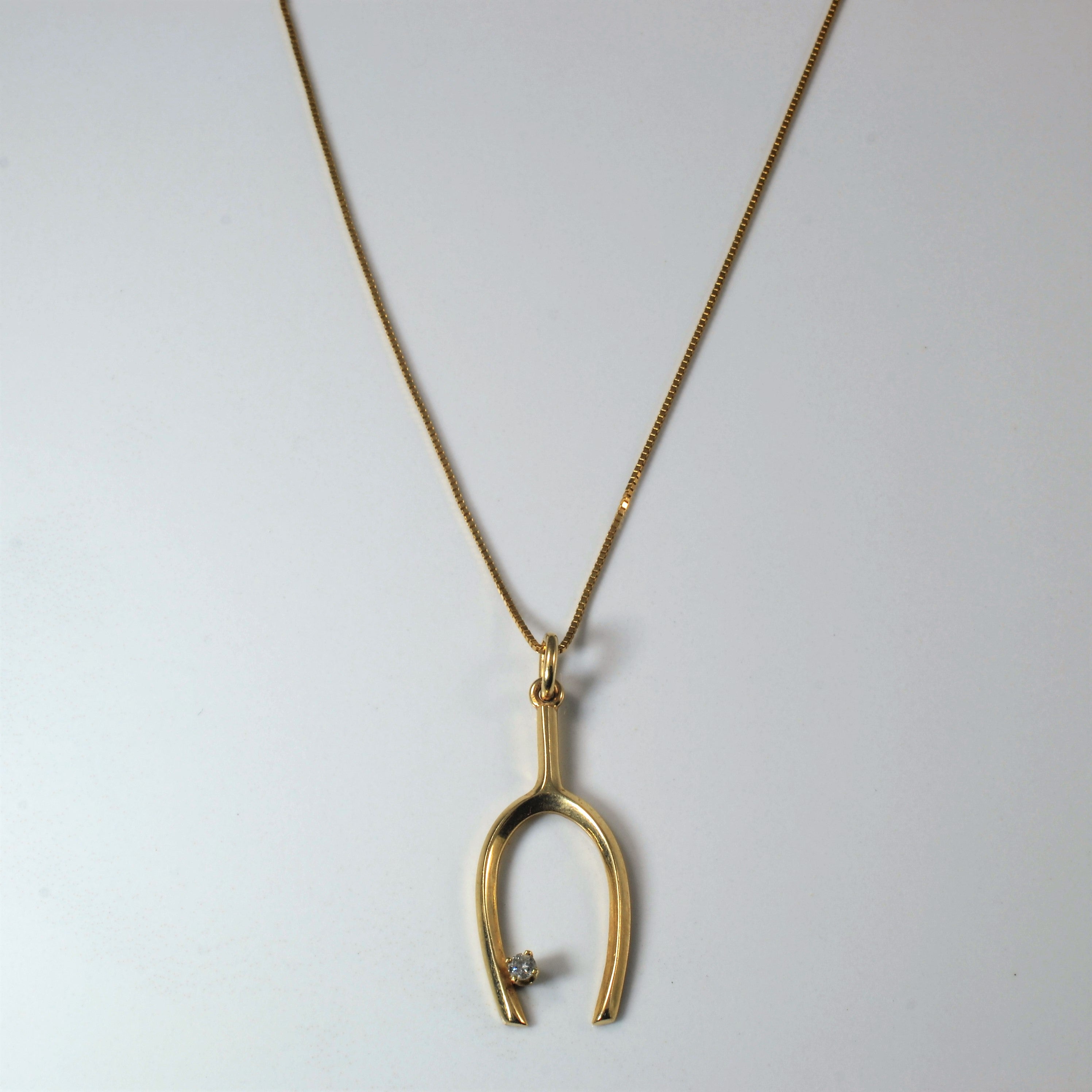 Diamond Wishbone Necklace | 0.05ct | 24" |