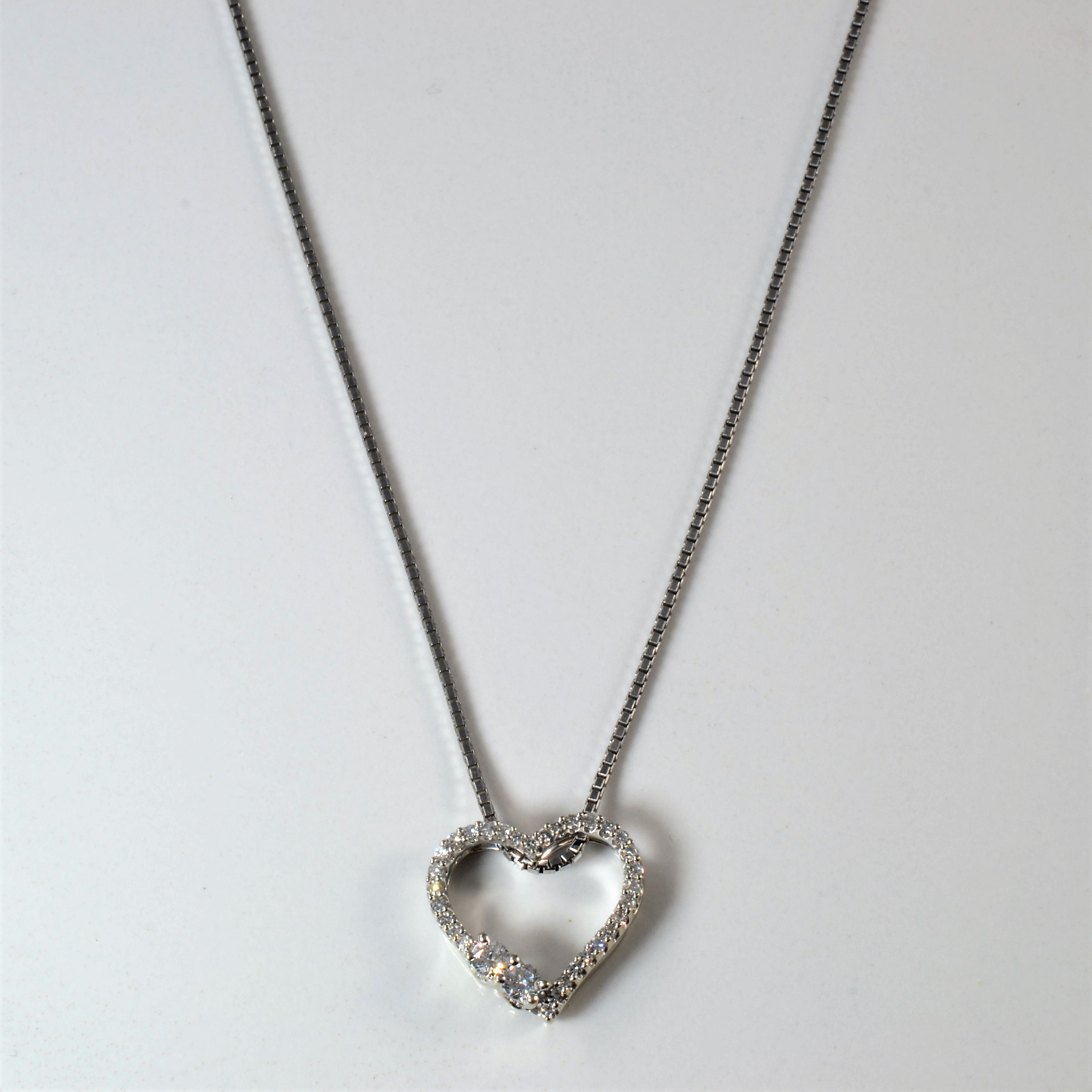 Pave Diamond Heart Necklace | 0.36ctw | 16" |