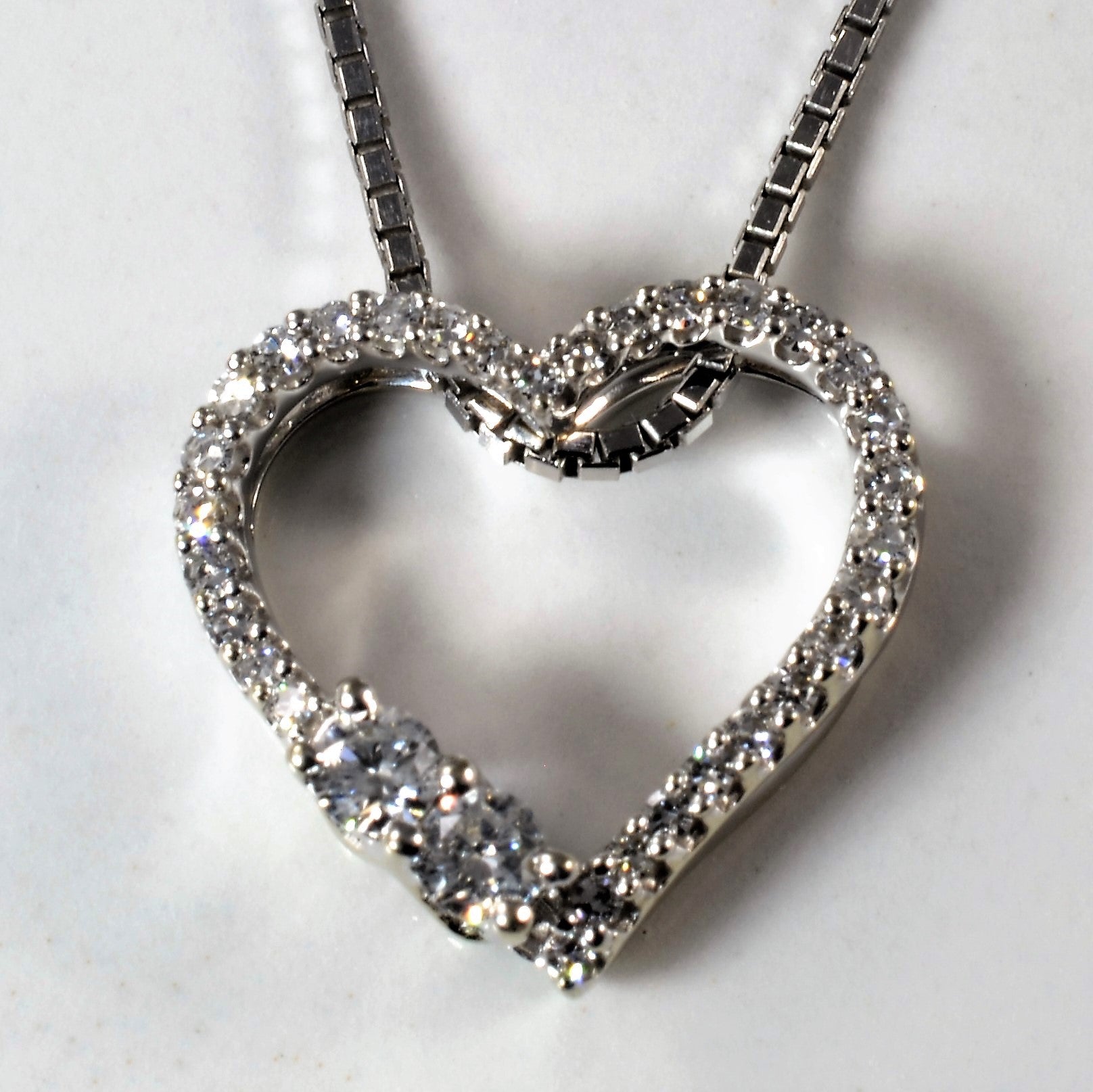 Pave Diamond Heart Necklace | 0.36ctw | 16" |